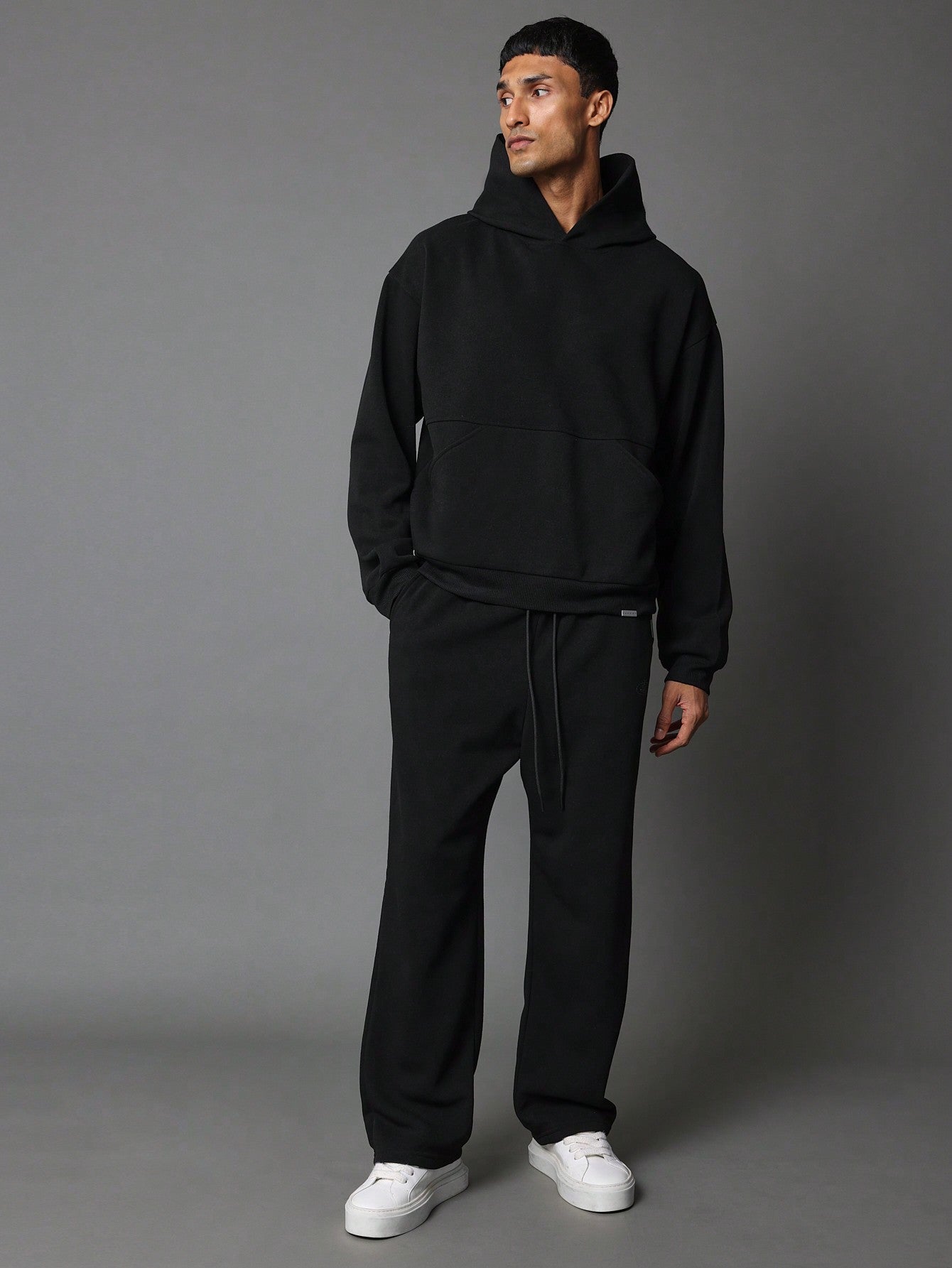 Overhead Hoodie With Kangaroo Pocket And Drop Crotch Jogger 2 Piece Set