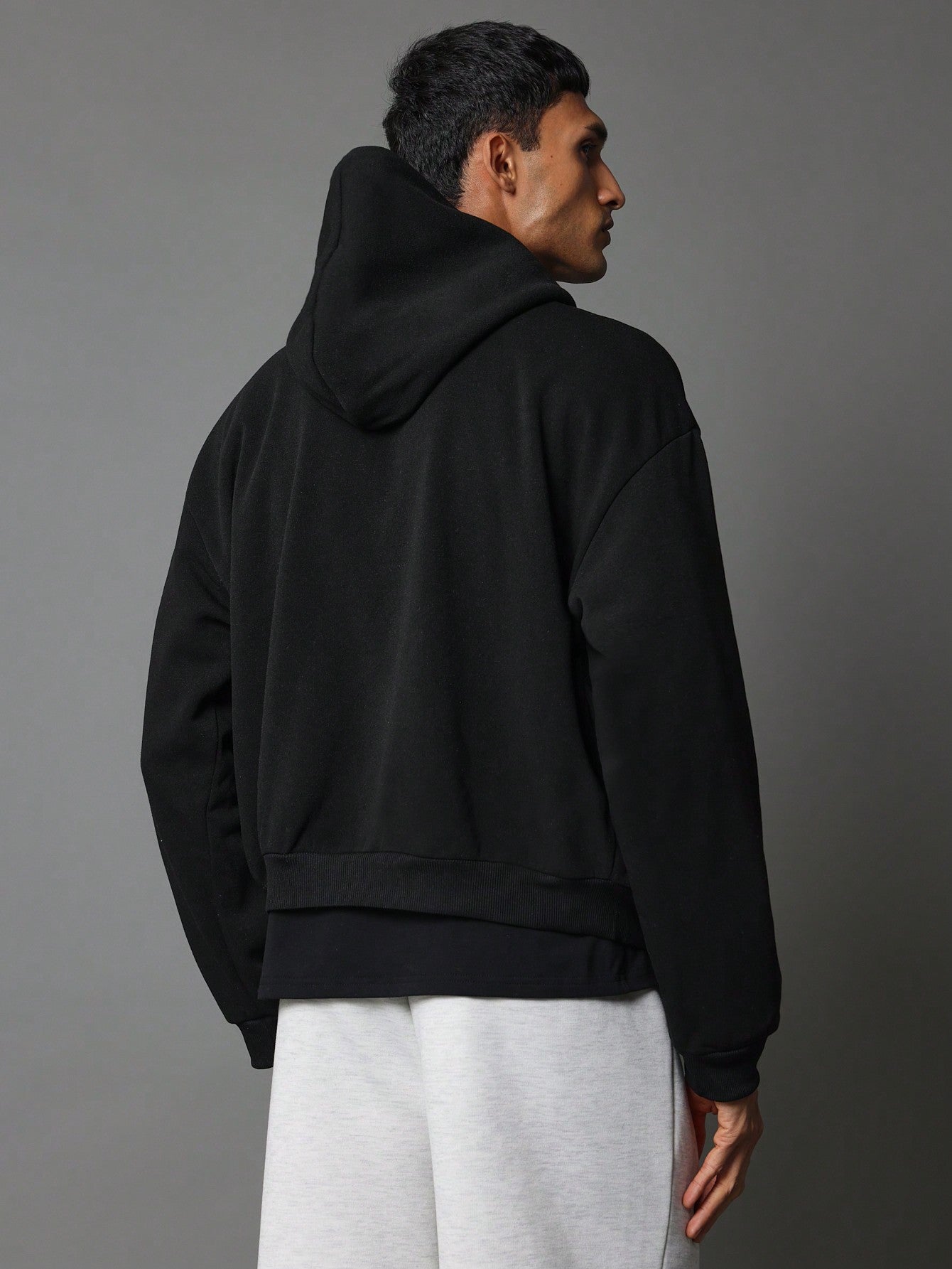 Crop Fit Zip Through Essential Hoodie