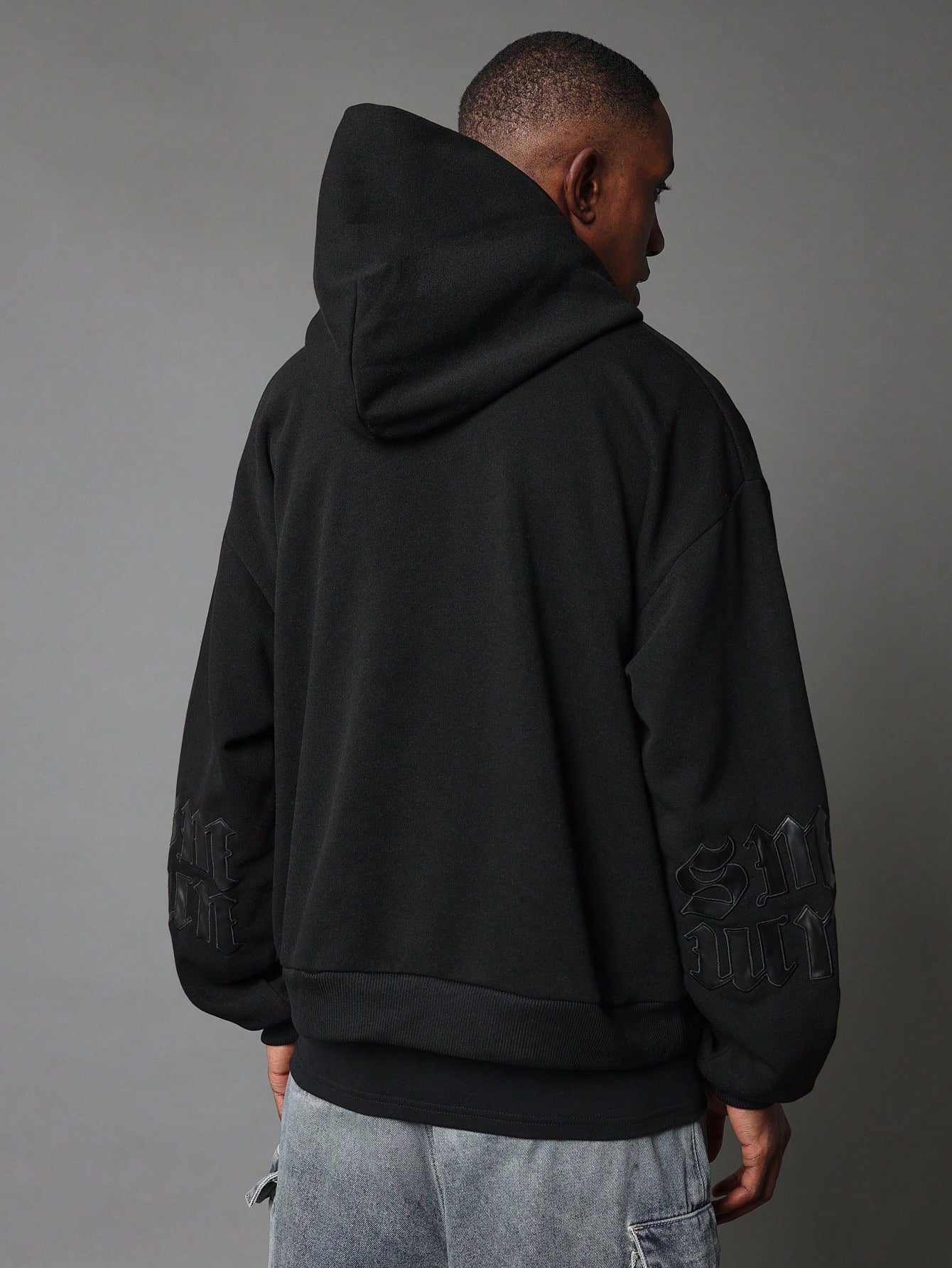 Regular Fit Overhead Hoodie With Applique Elbow