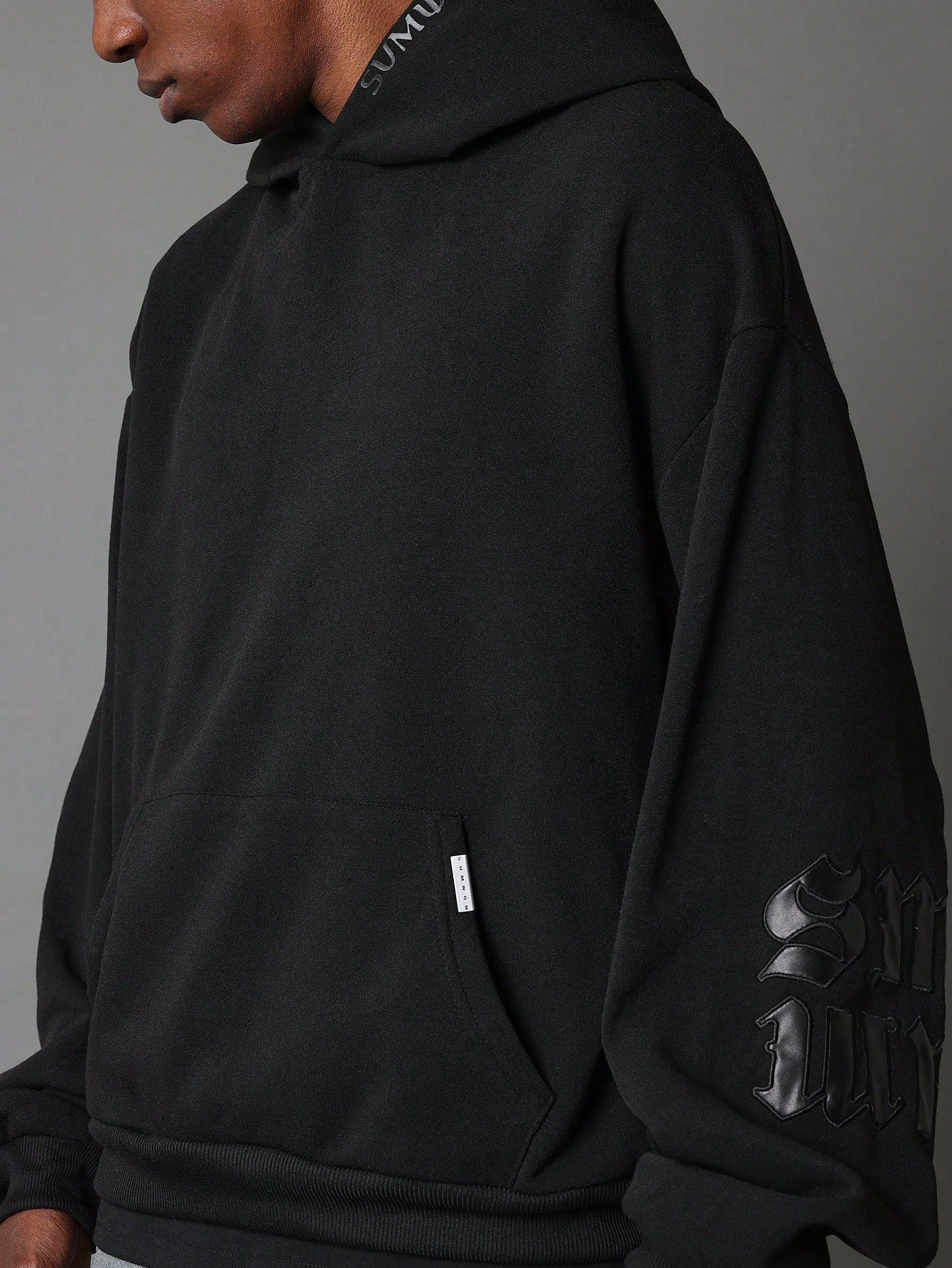 Regular Fit Overhead Hoodie With Applique Elbow