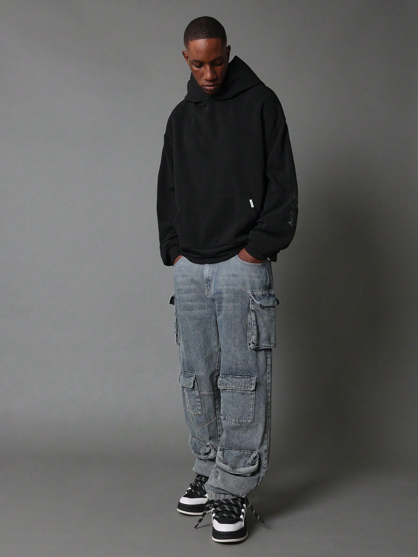 Regular Fit Overhead Hoodie With Applique Elbow