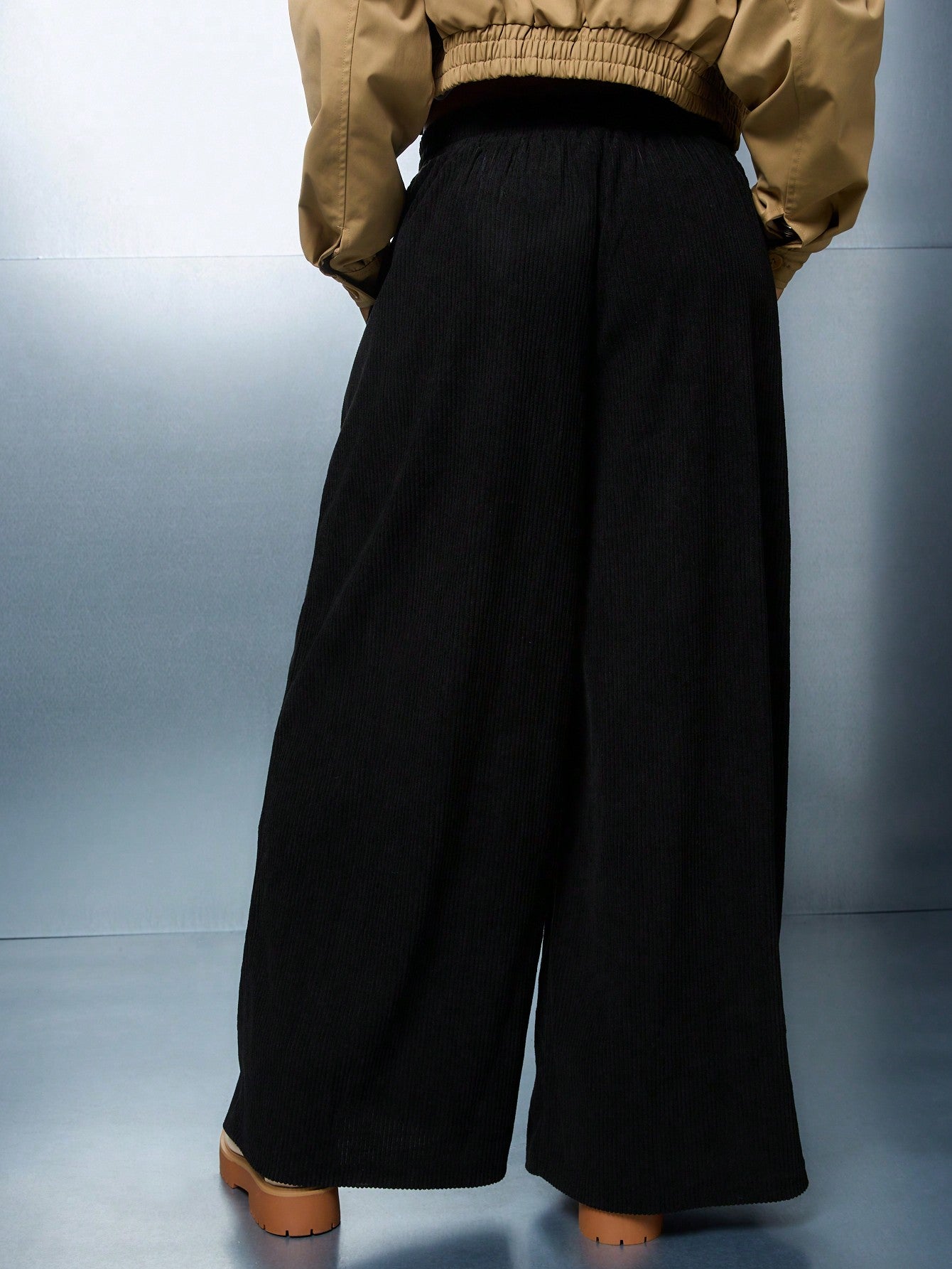 SUMWON WOMEN Wide Leg Pull On Jogger Pants With Draw Cords