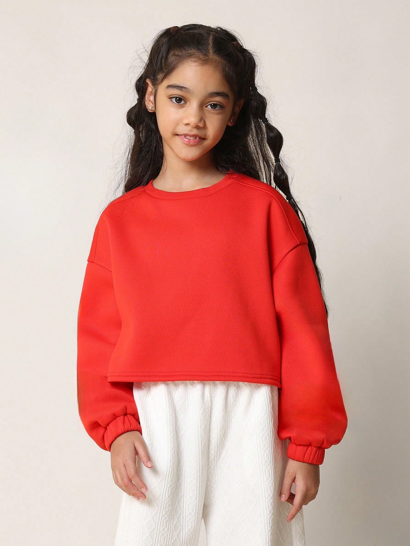 Tween Girls Comfy Christmas Regular Fit Red Sweatshirt And Textured Knit Pant 2 Piece Set