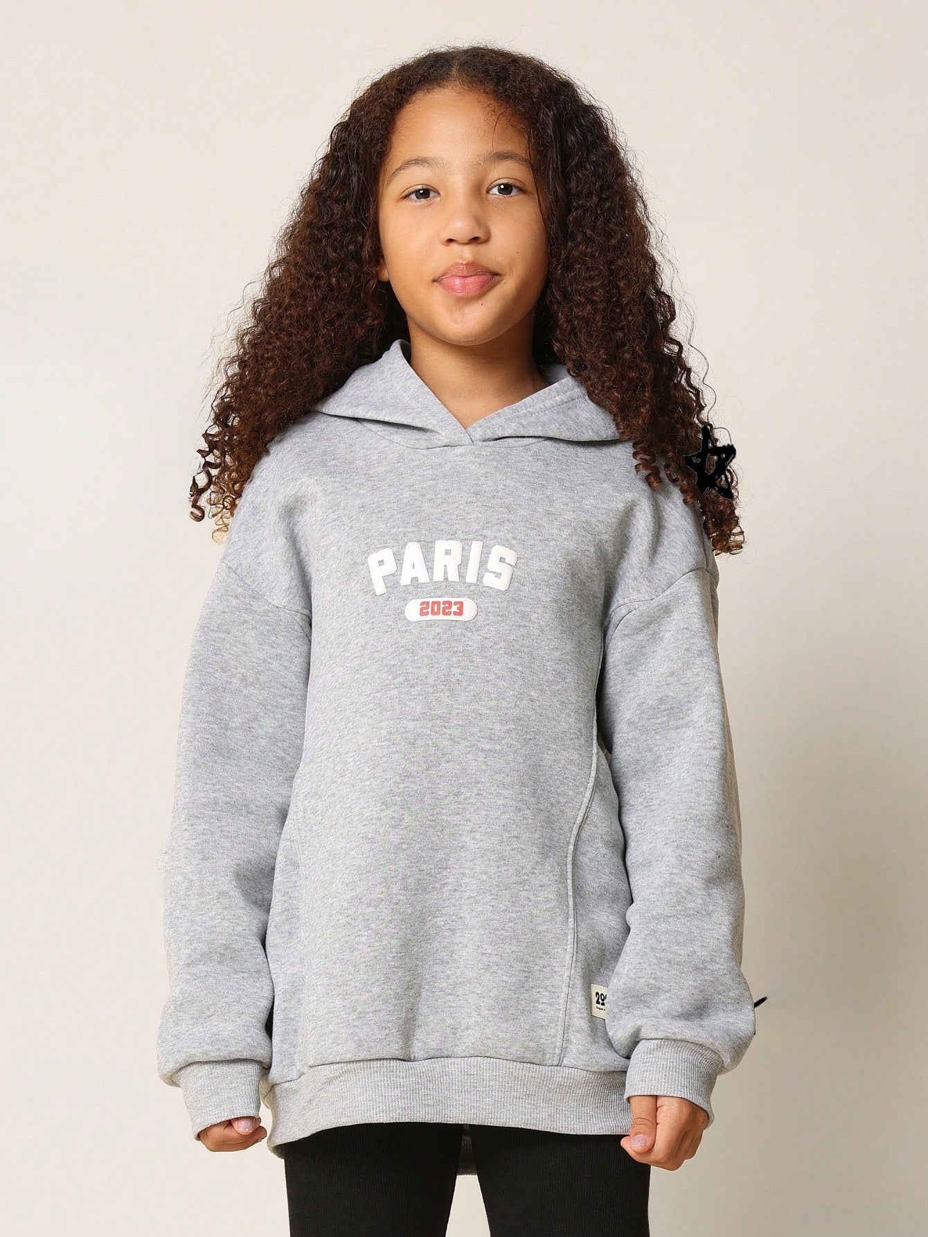 Tween Girls Everyday Regular Fit Overhead Paris Graphic Print Hoodie And Legging 2 Piece Set