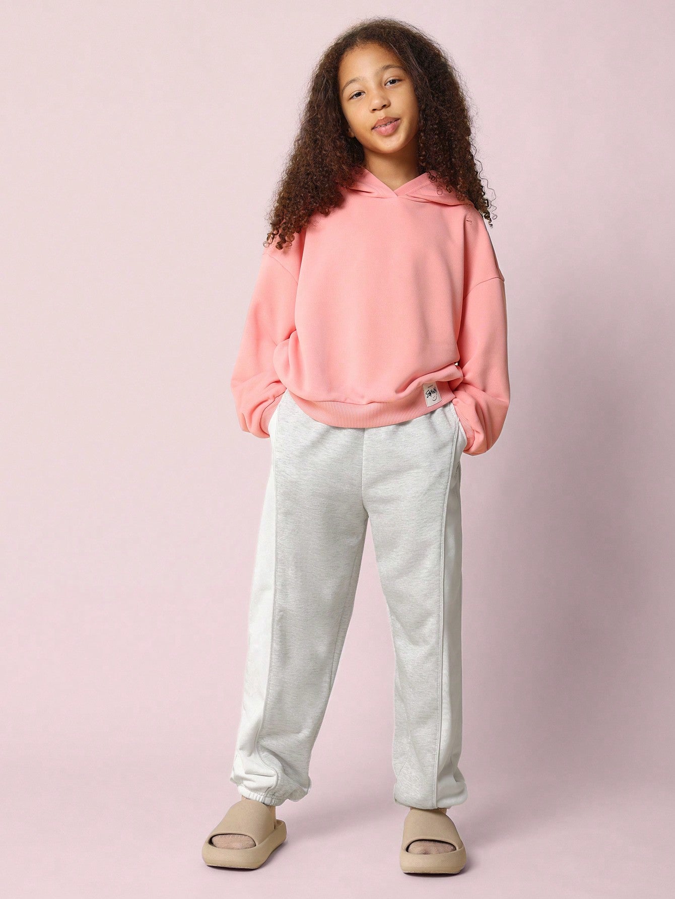 Tween Girls Comfy Straight Fit Colour Block Essential 90's Jogger