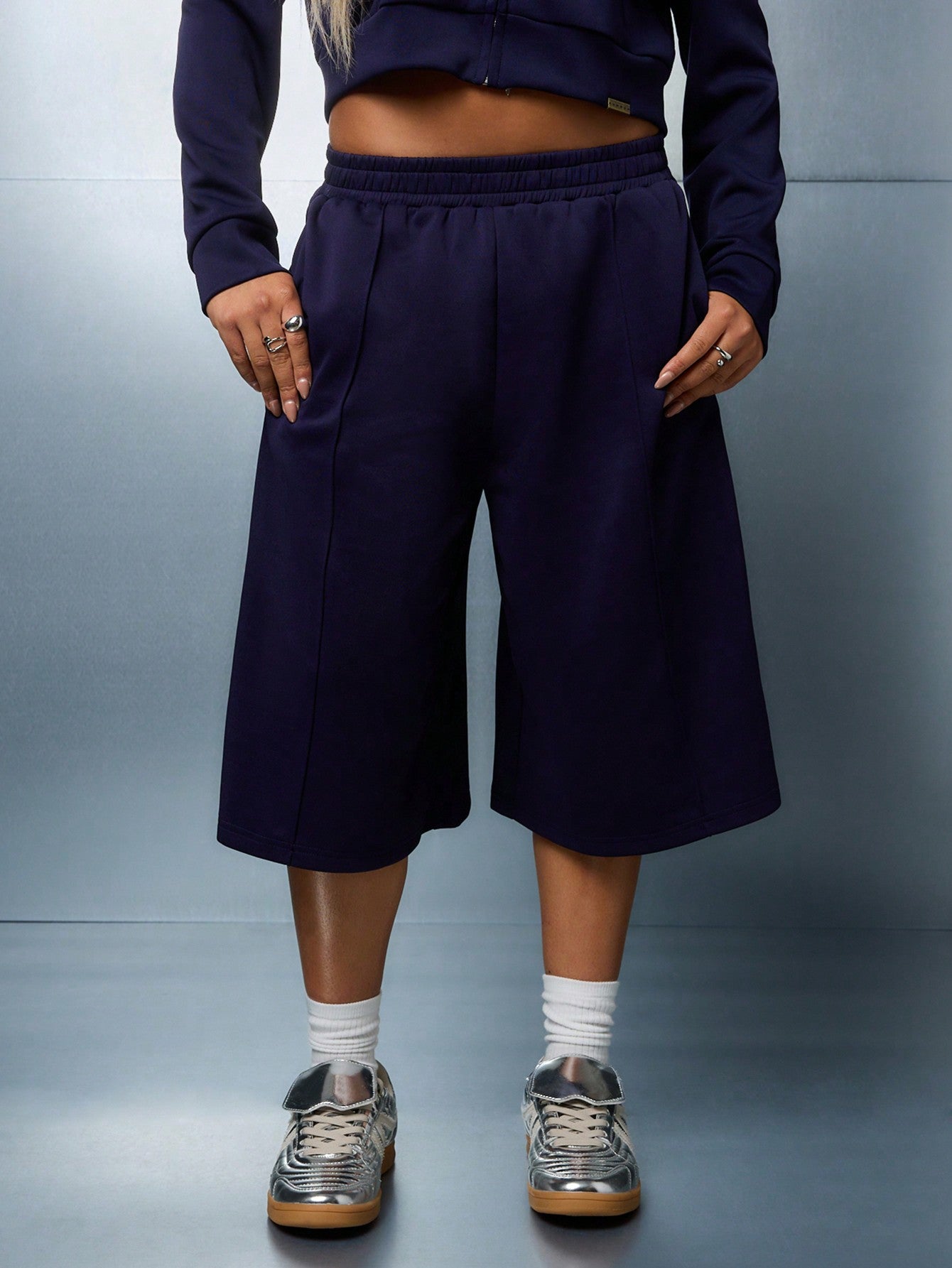 SUMWON WOMEN Pull On Wide Leg Pintuck Jorts