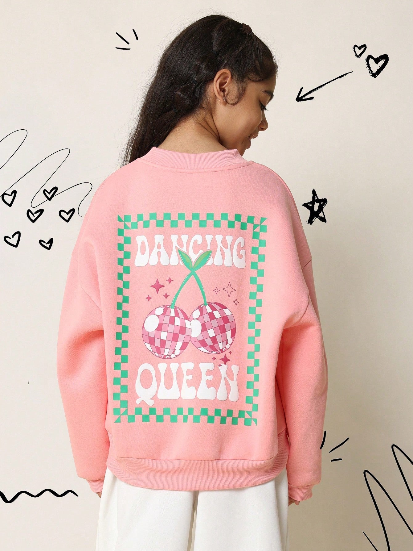 Tween Girls Comfy Regular Fit Dance Queen Graphic Print Sweatshirt