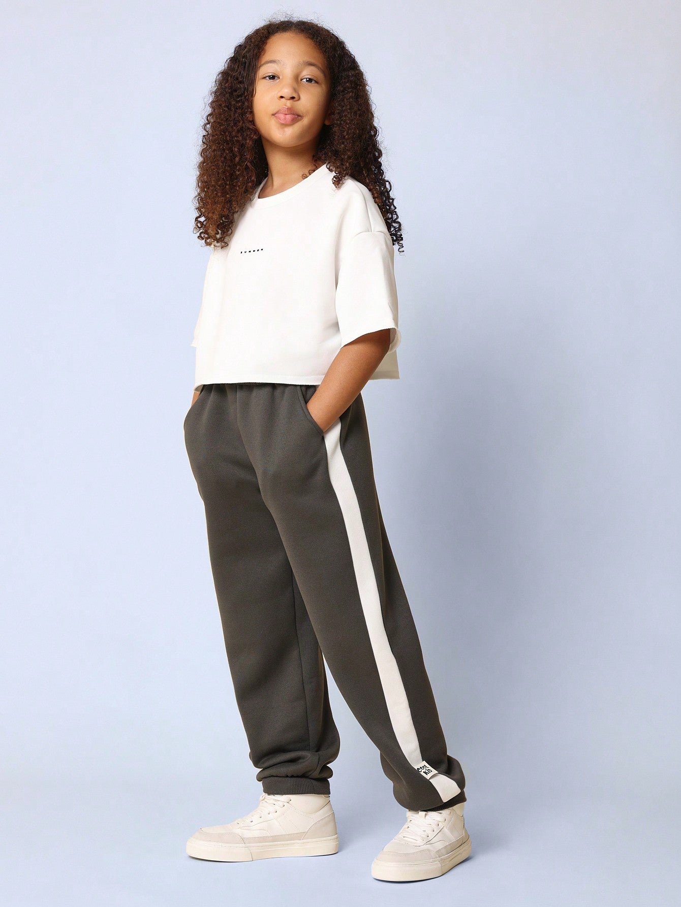 Tween Girls Comfy Slim Fit Side Panel Essential Jogger