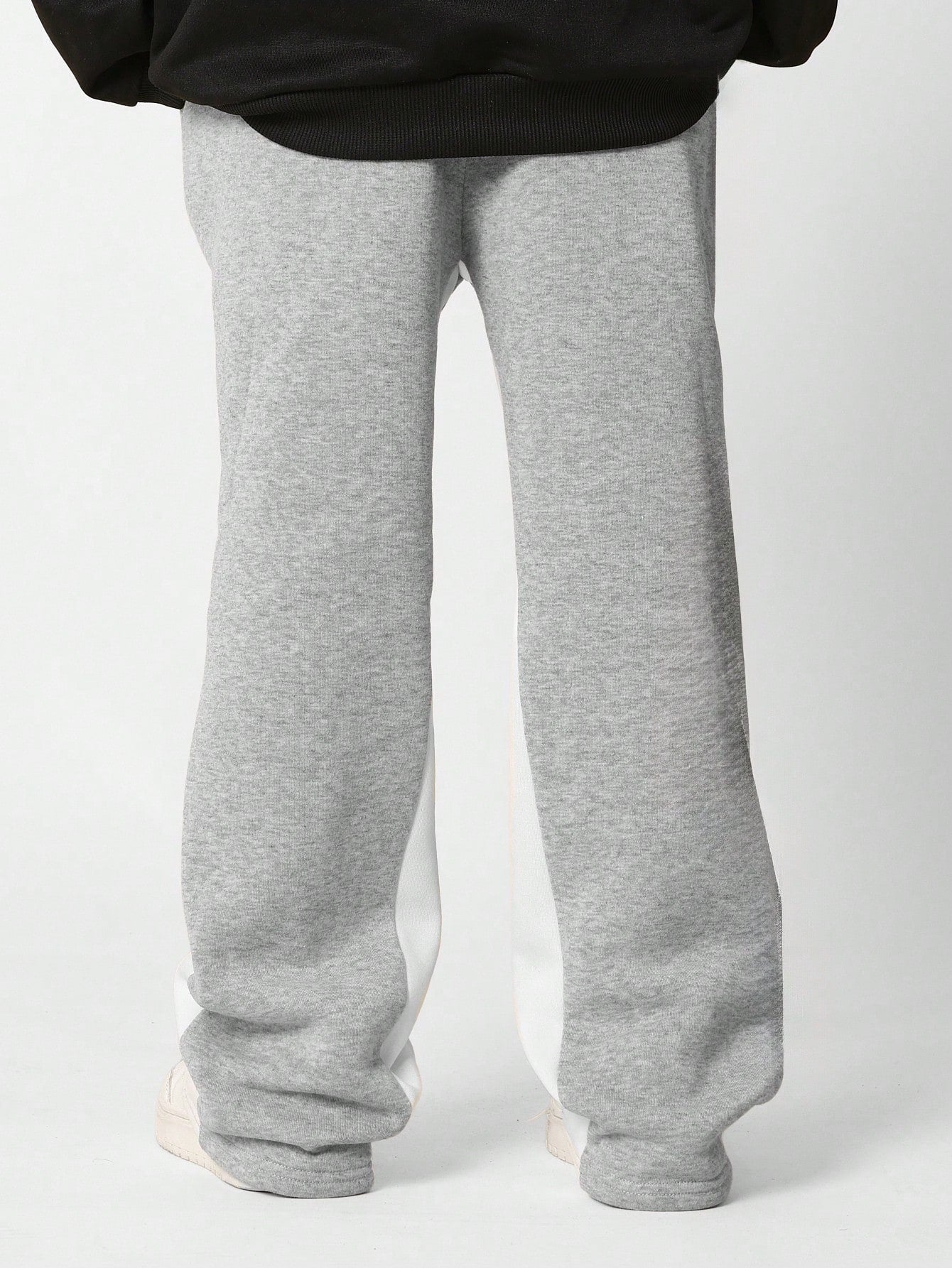 Tween Boys Comfy Grey Marl Flare Fit Panelled Essential Sweatpants