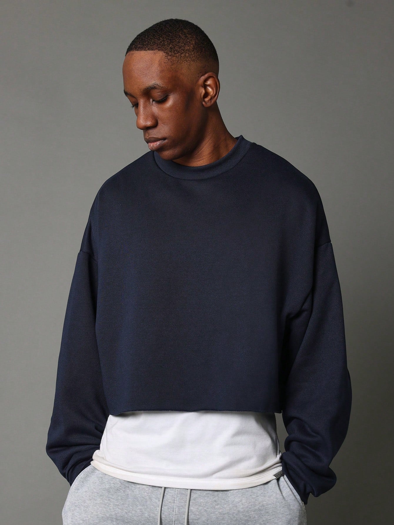 Crop Fit Crew Neck Sweatshirt