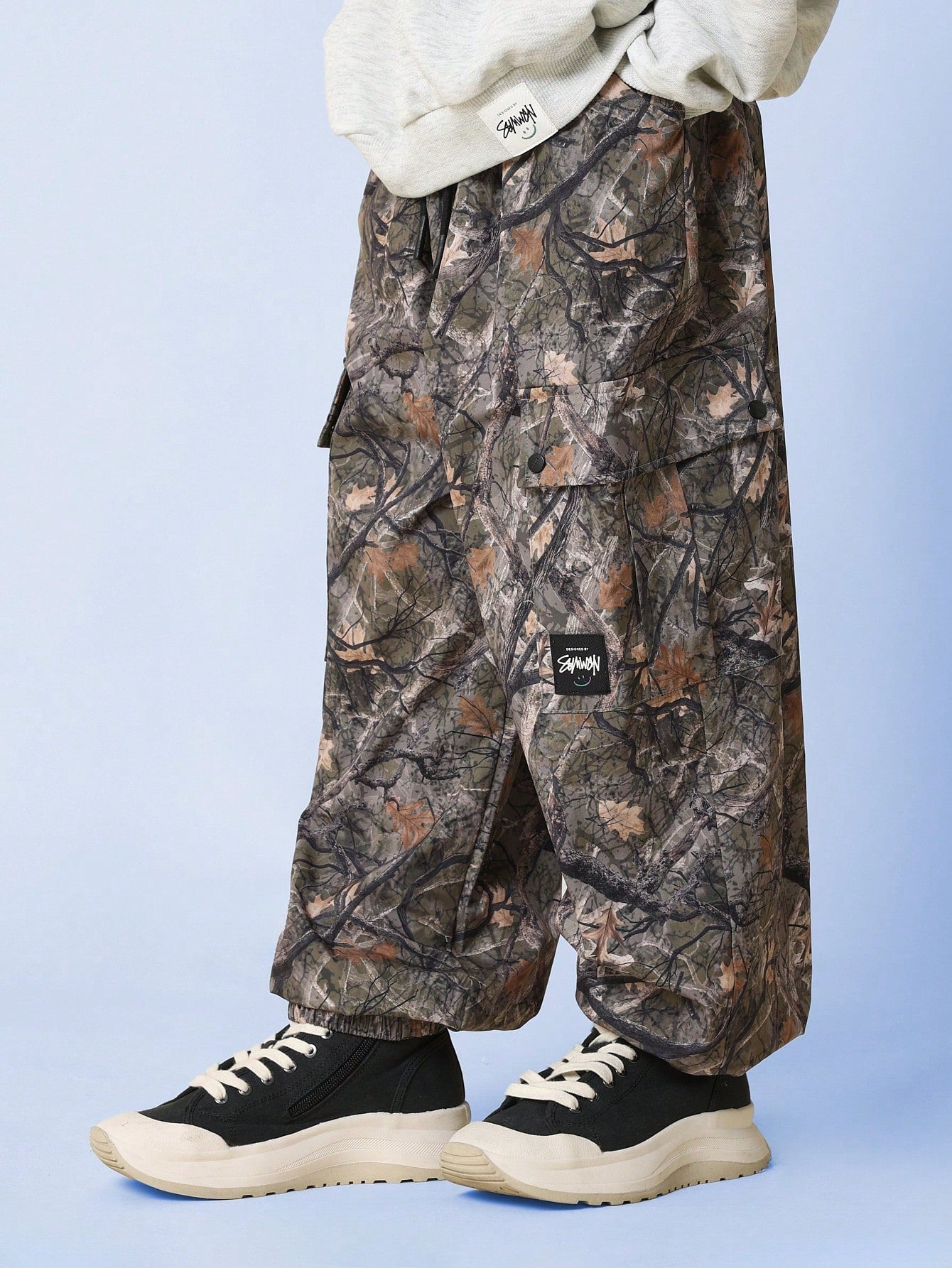 Tween Boys Relaxed Loose Fit Baggy All Over Printed Cargo Jogger Pant