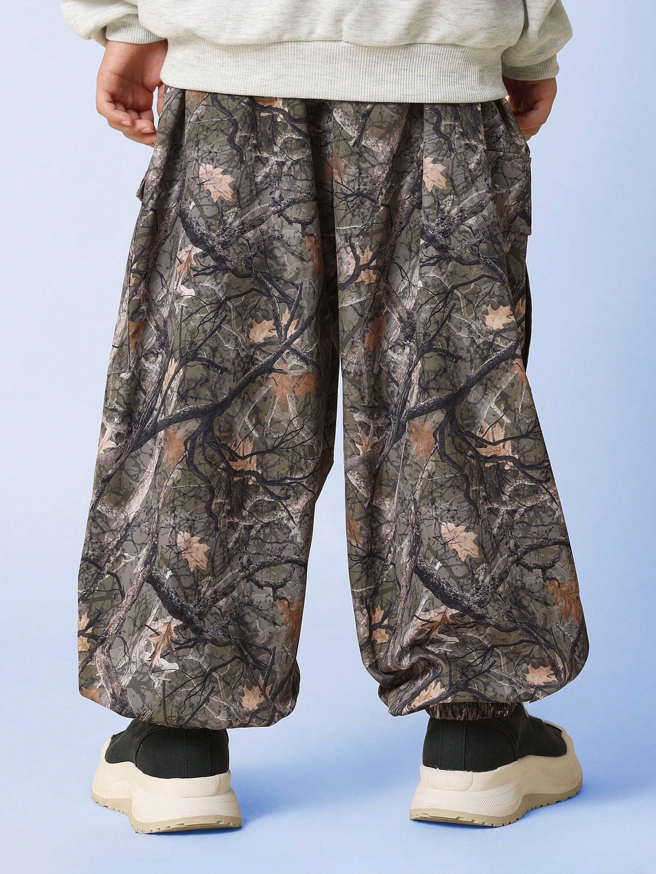 Tween Boys Relaxed Loose Fit Baggy All Over Printed Cargo Jogger Pant