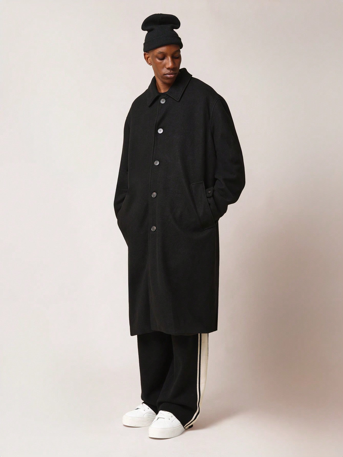 Oversized Fit Trench Coat With Side Entry Pocket