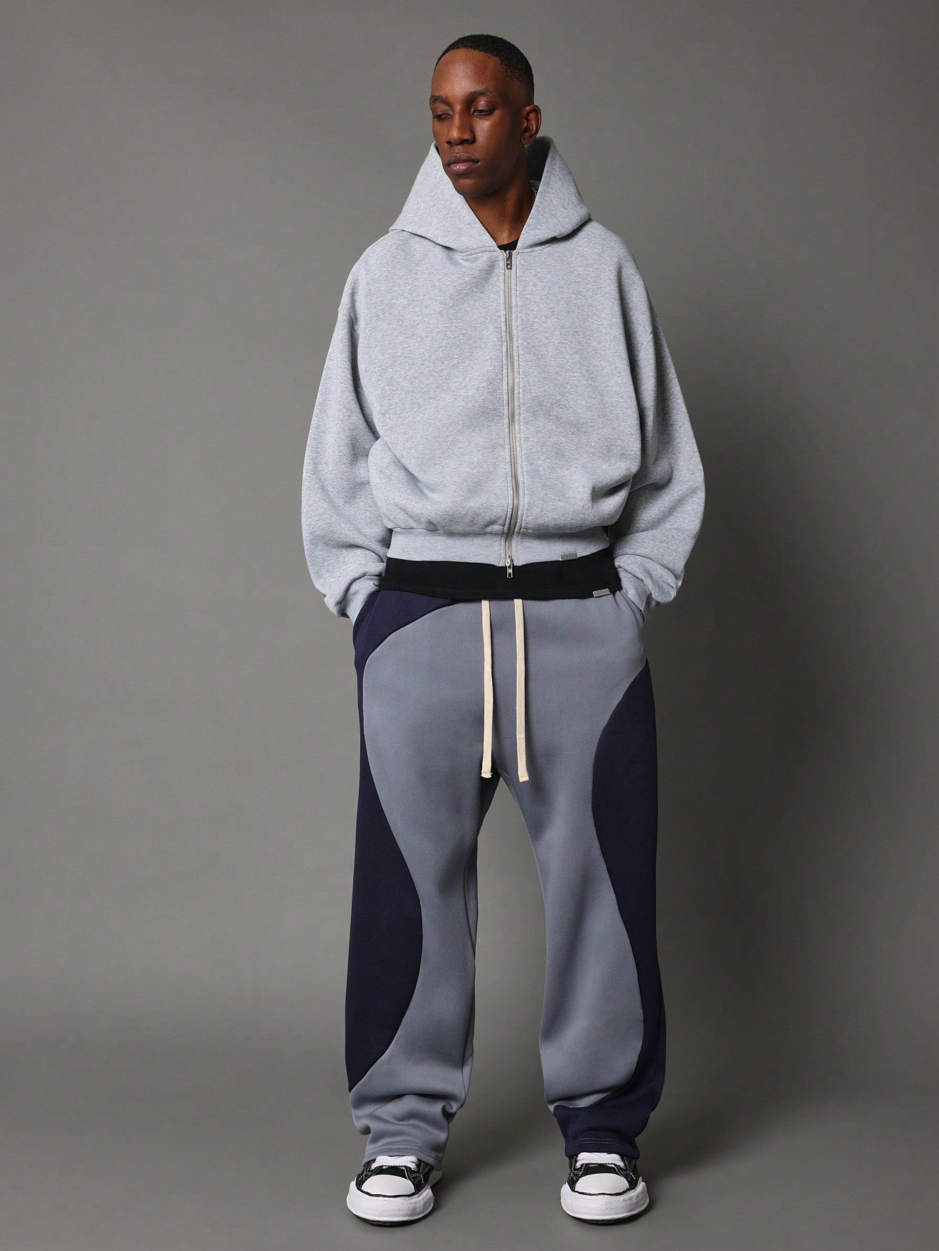 Straight Fit Colour Block Curved Panel Sweatpants