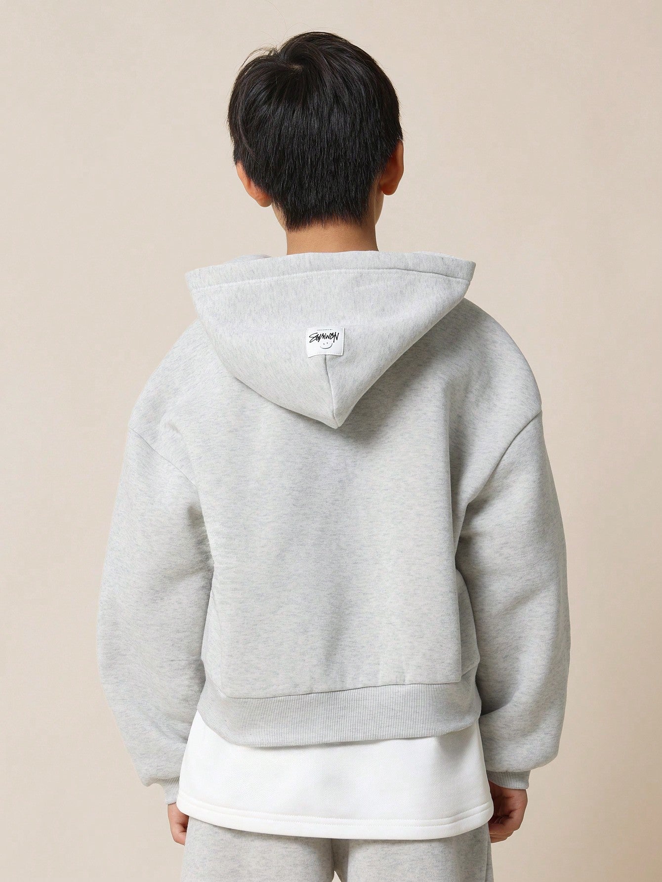 Tween Boys Relaxed Crop Zip Through Essential Hoodie