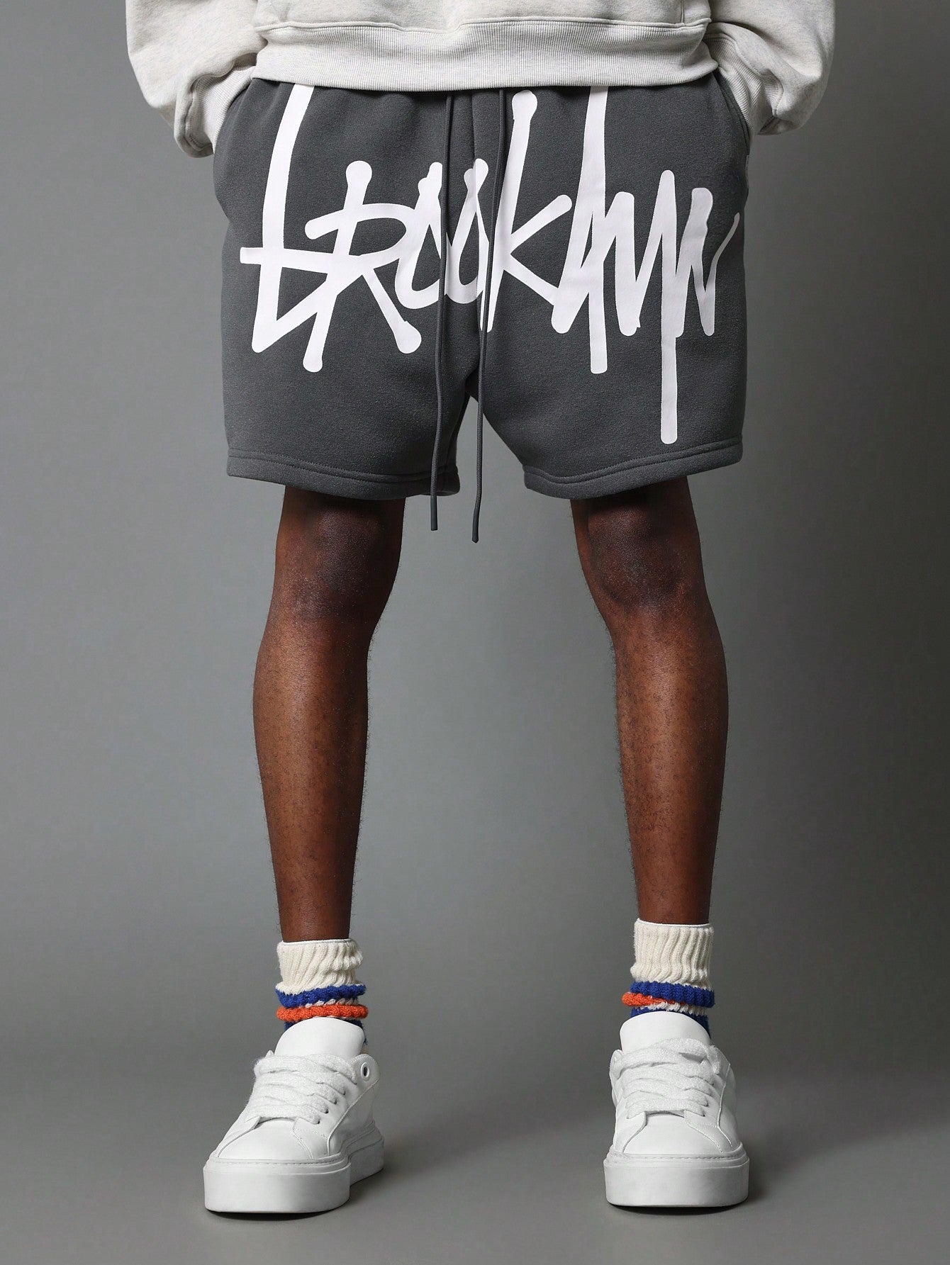 Drop Crotch Short With Front Graphic Print