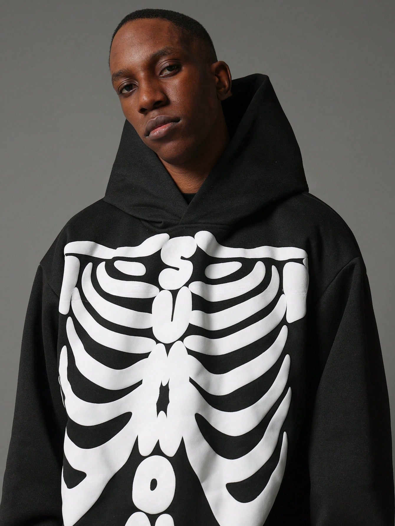 Overhead Hoodie With Skeleton Graphic Print Halloween