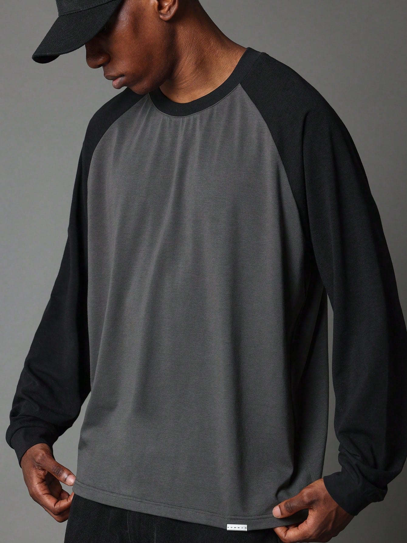 Regular Fit Contrast Colour Long Sleeve Raglan Tee