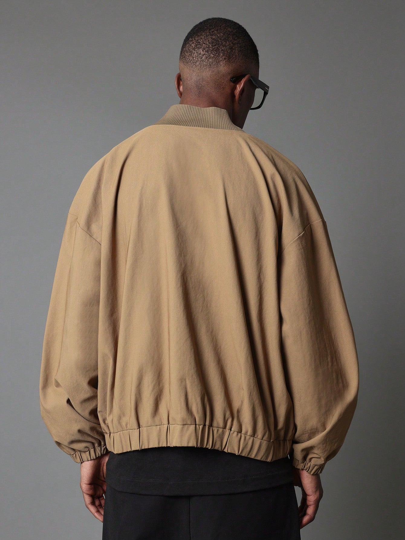 Regular Fit Canvas Bomber Jacket