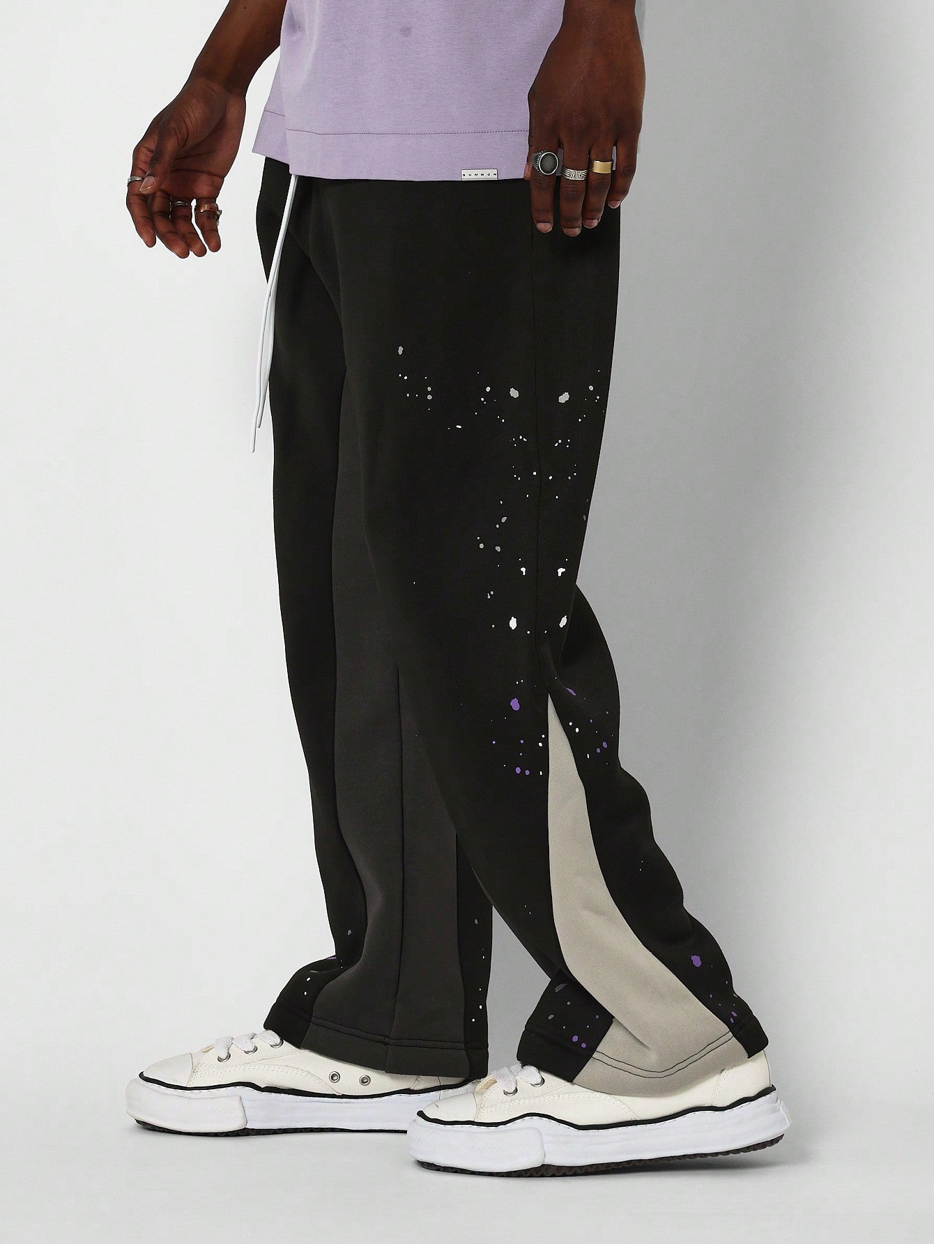 Loose Fit Baggy Colour Blocked Jogger With Splatter Paint