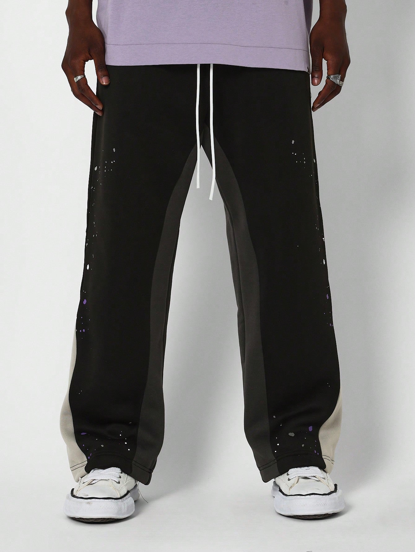 Loose Fit Baggy Colour Blocked Jogger With Splatter Paint