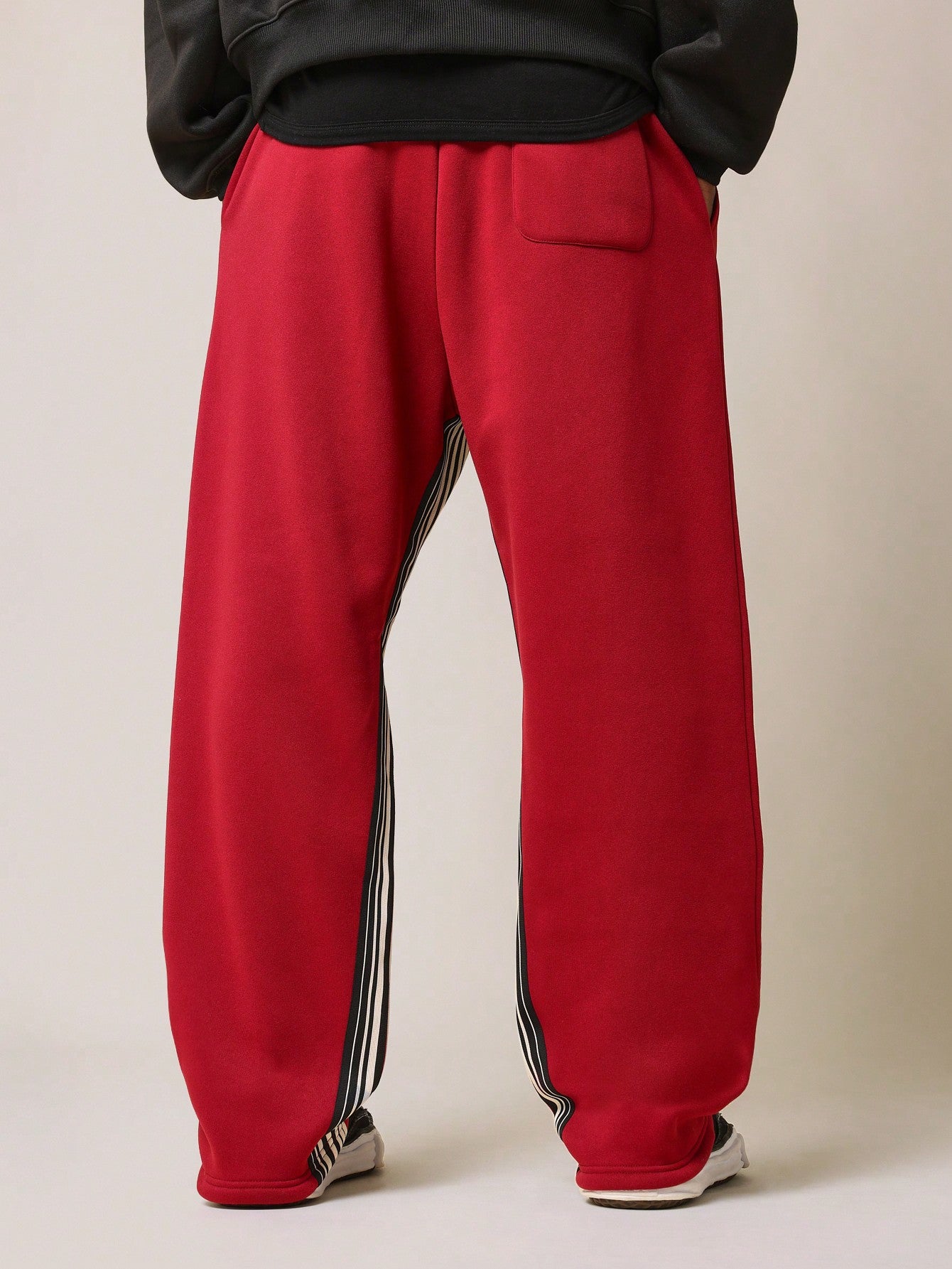 Straight Fit Drop Crotch Sweatpants With Stripe Tape