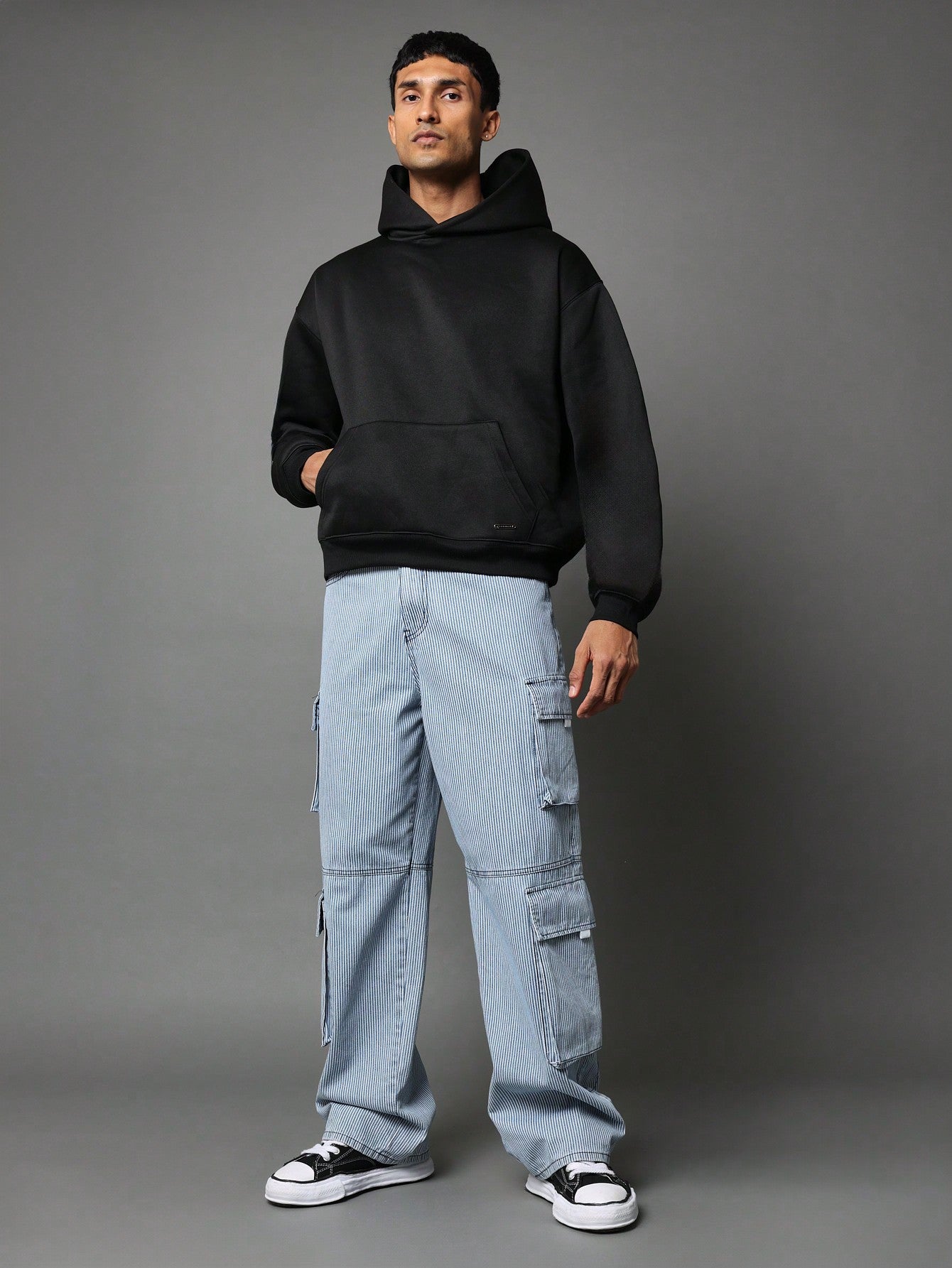 Loose Fit Baggy Cargo Pinstripe Jeans