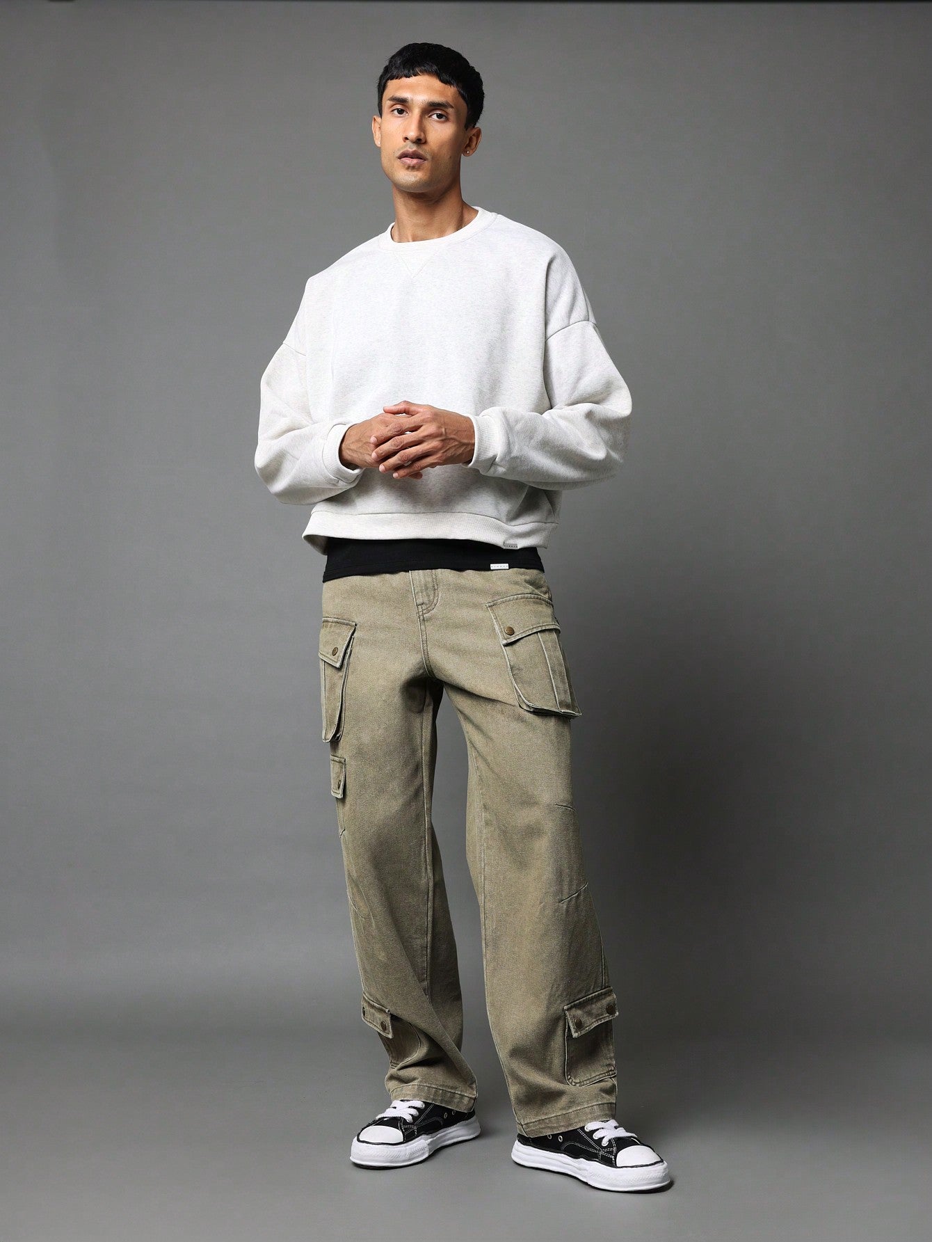 Loose Fit Hardware Cargo Jeans