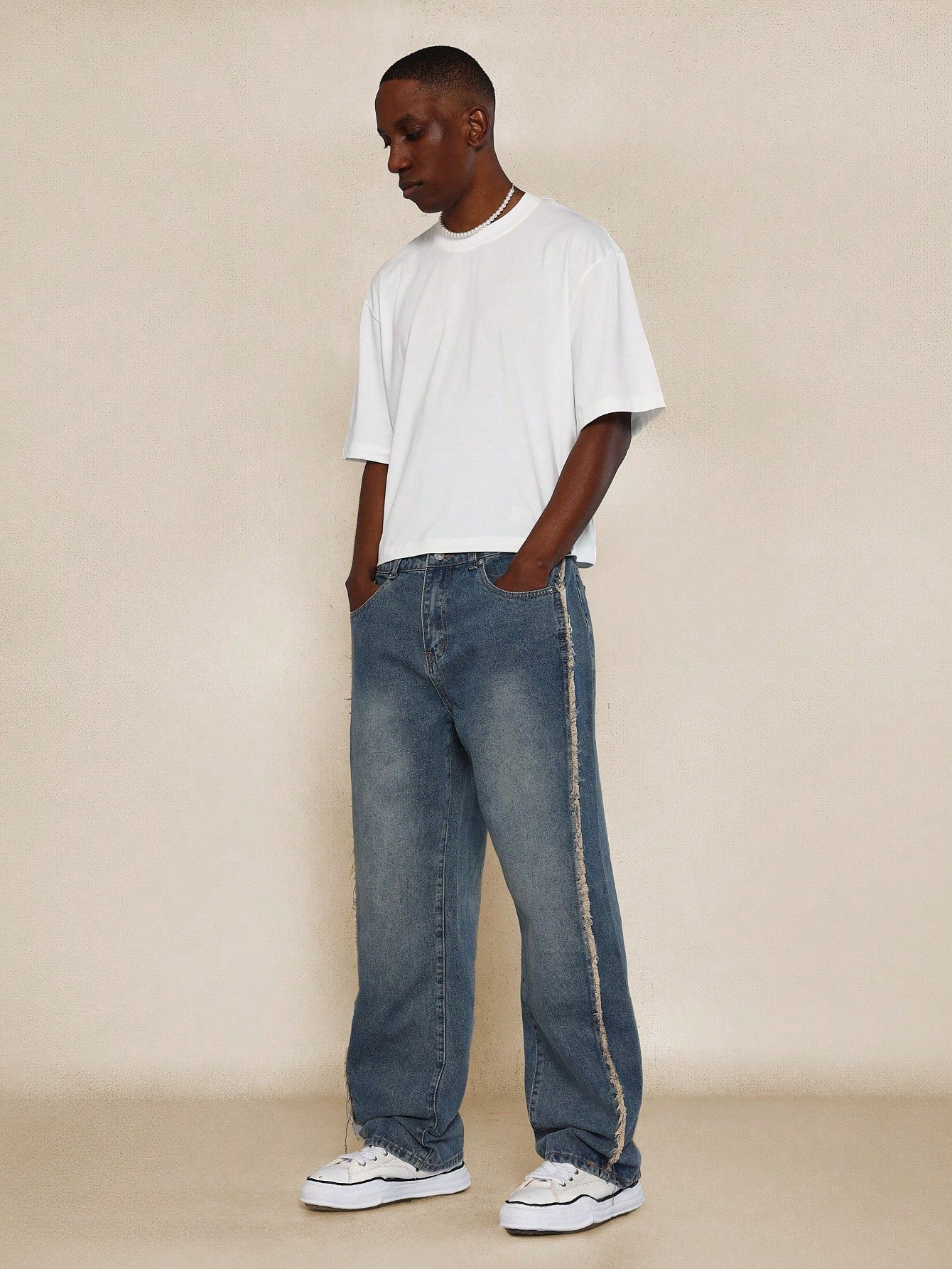 Super Oversized Fit Jean With Side Raw Edge Panel Detail