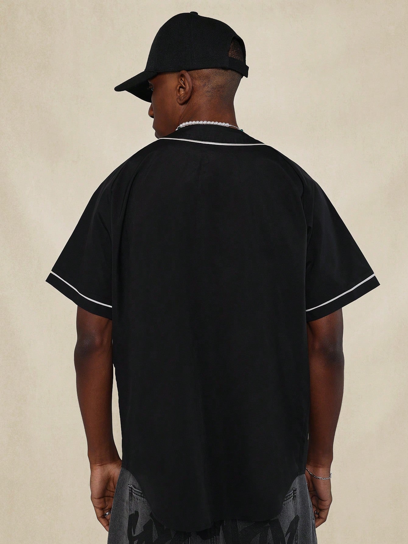 Nylon Baller Shirt With Embroidered & Piping Detail