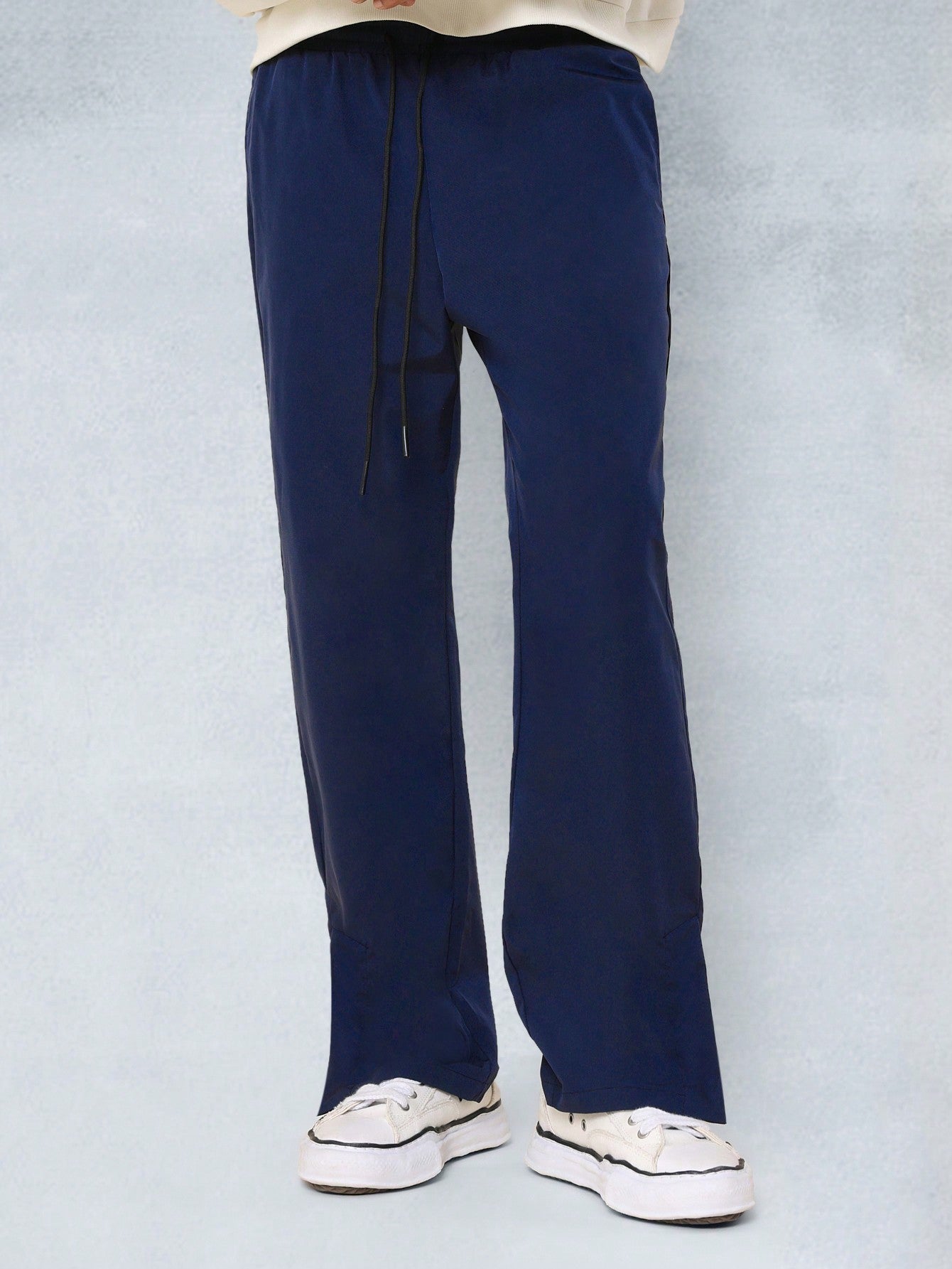 Straight Fit Nylon Trouser With Hidden Side Snaps