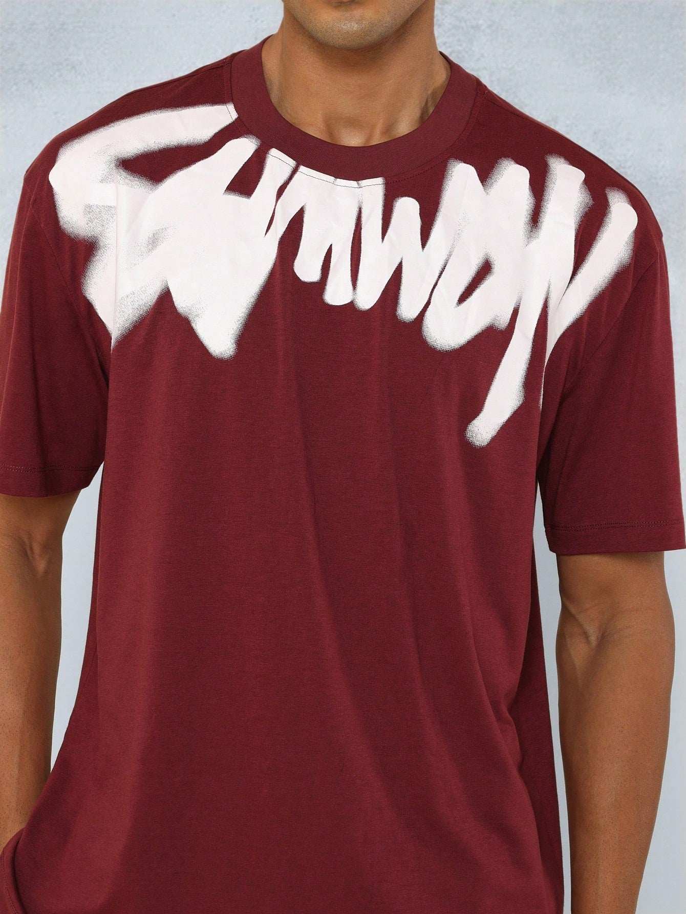 Tee With Neck Graffiti Graphic Print