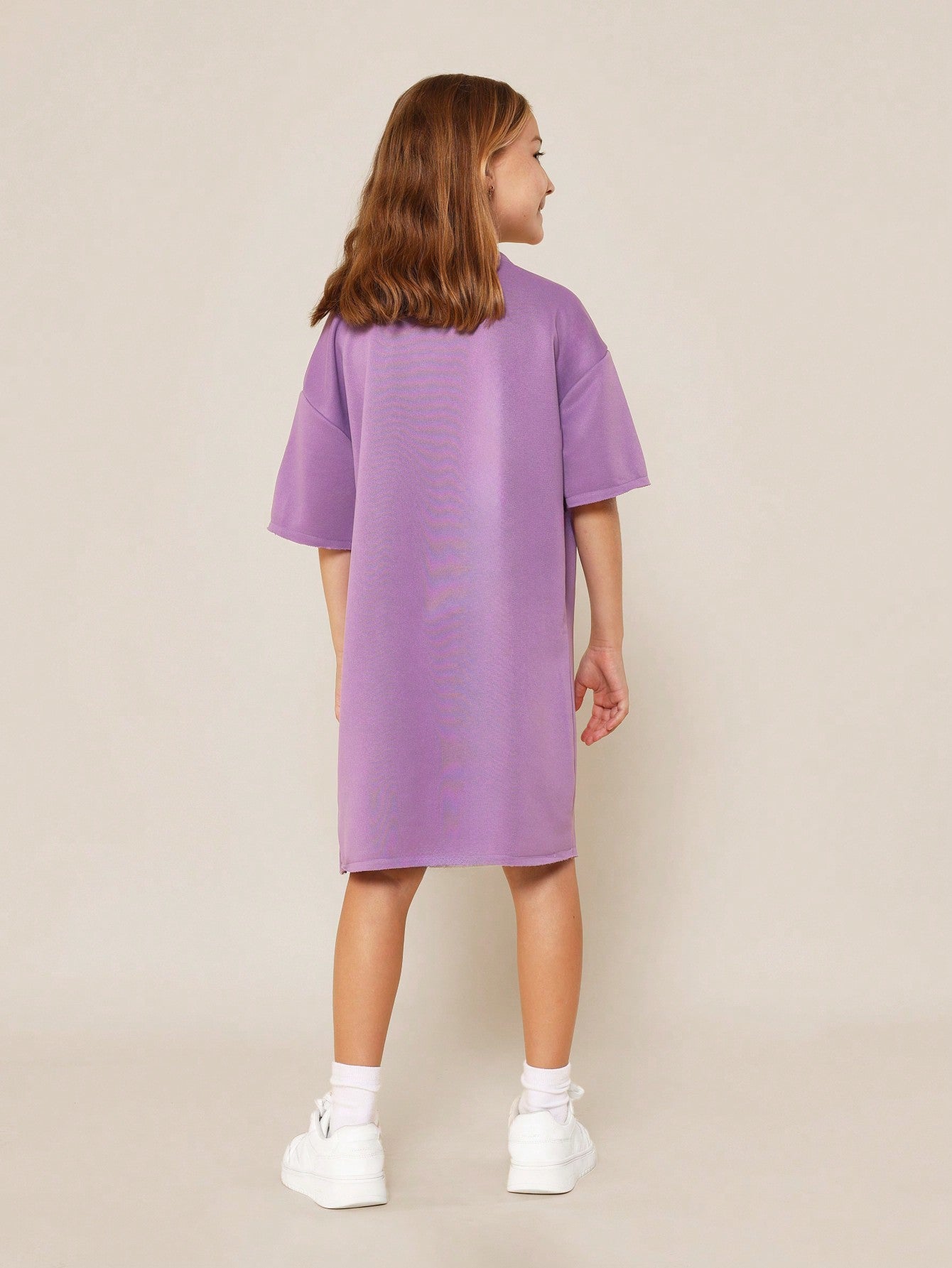 Tween Girls Raw Hem Oversized Fit Tee Dress