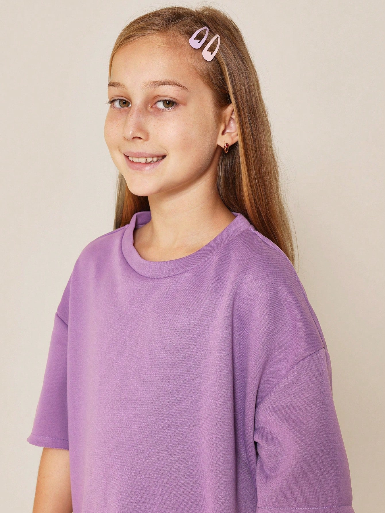 Tween Girls Raw Hem Oversized Fit Tee Dress