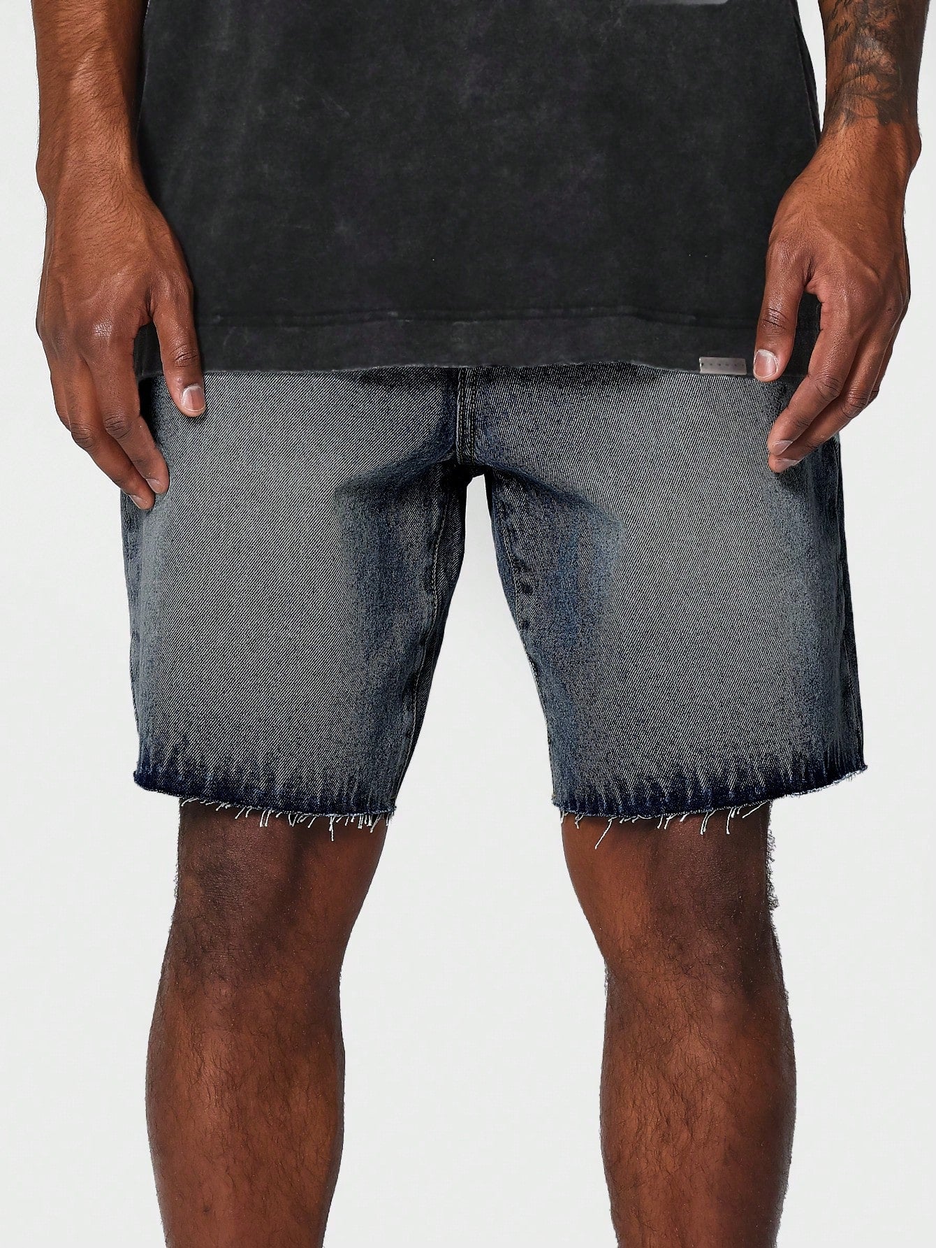 Denim Short With Raw Edge