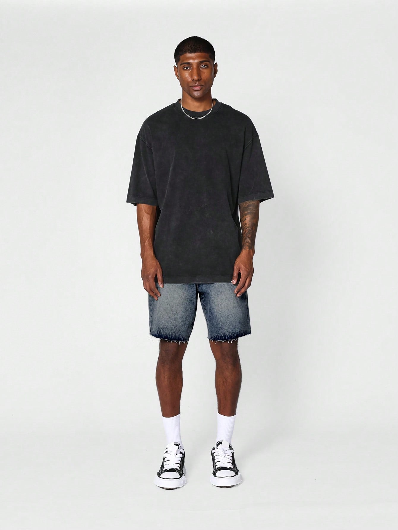 Denim Short With Raw Edge