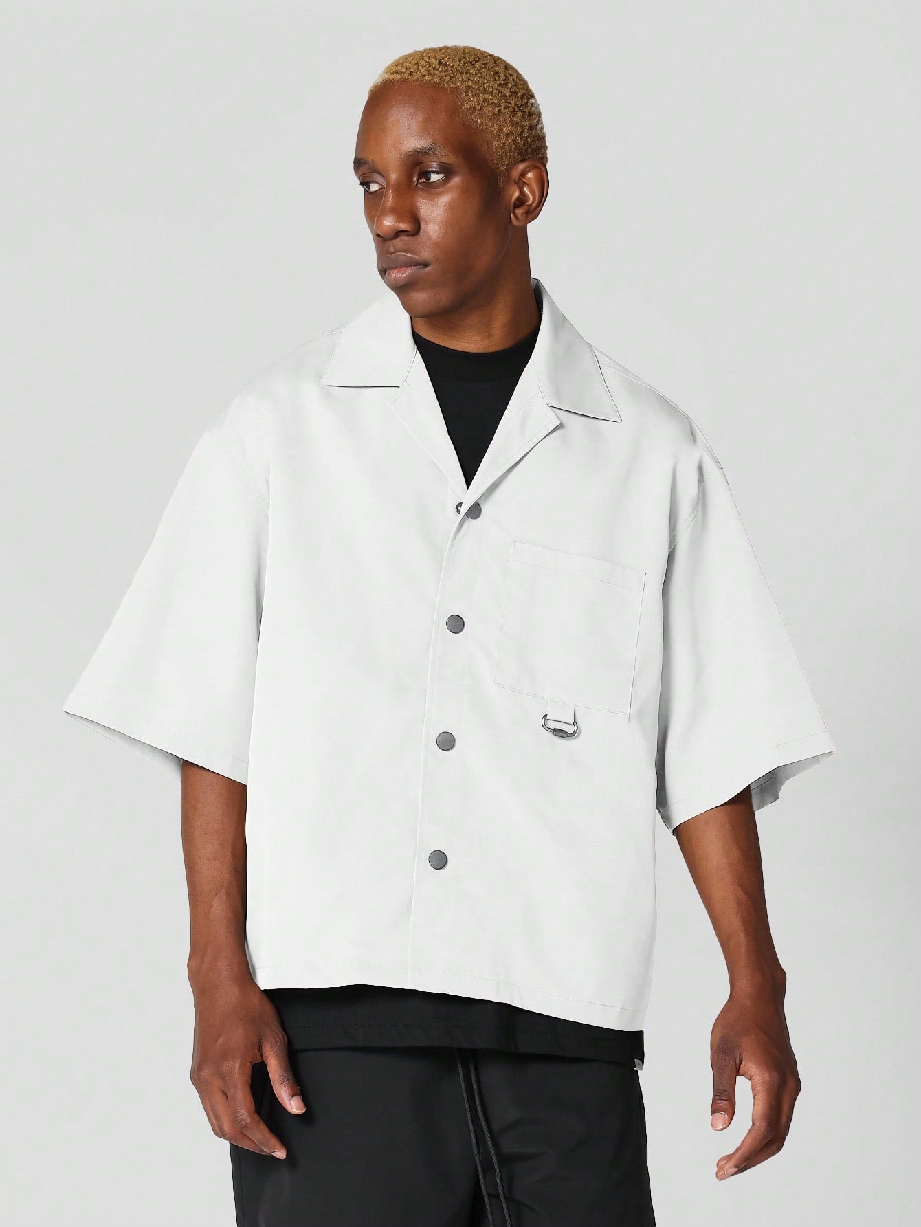 Boxy Fit Revere Collar Nylon Shirt