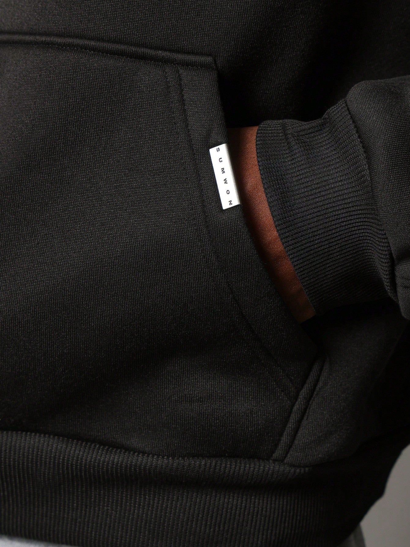 Overhead Crop Fit Hoodie With NYC Embroidered On Hood & Kangaroo Pocket