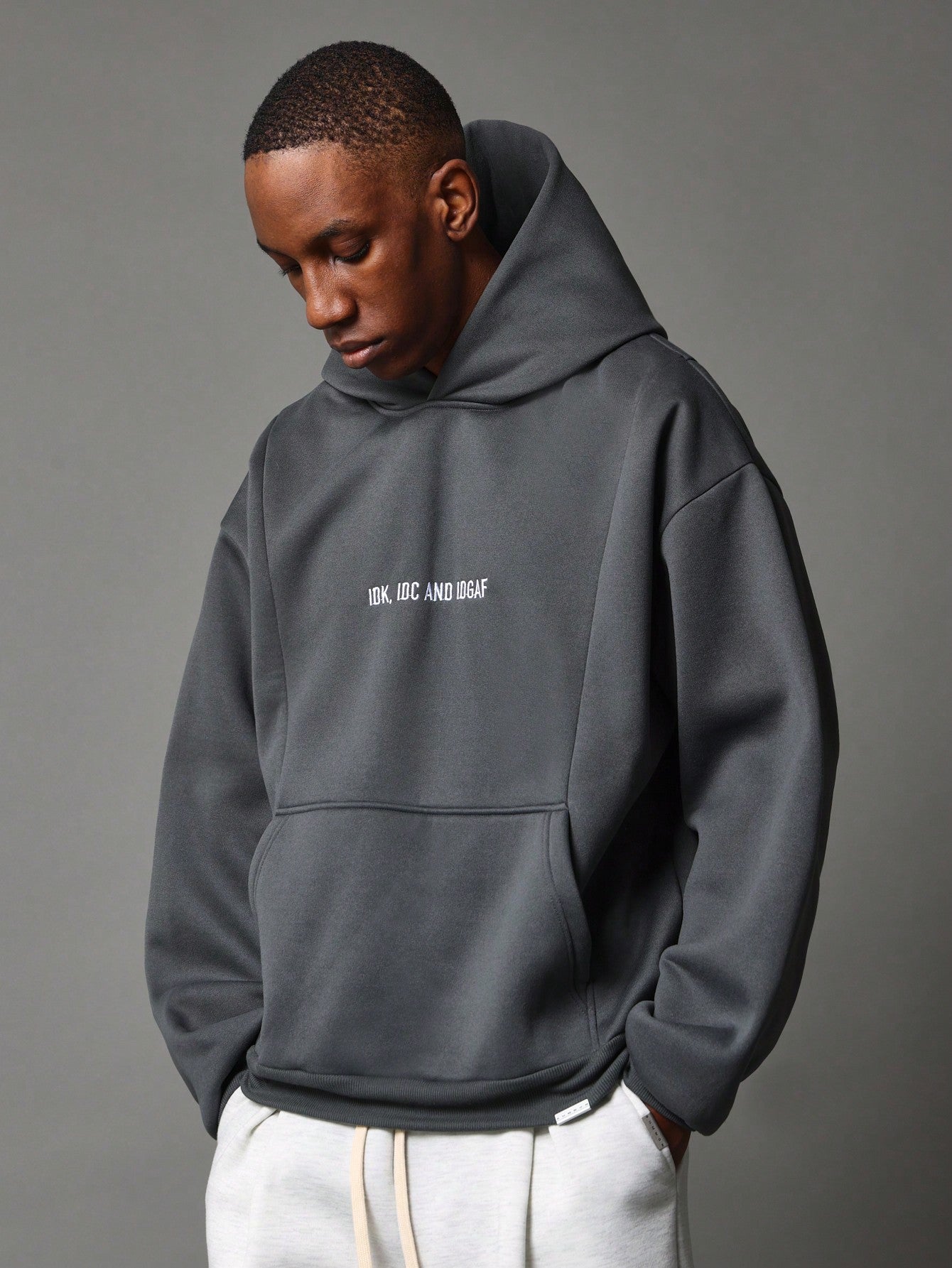 Overhead Regular Fit Hoodie With Kangaroo Pocket & Embroidery