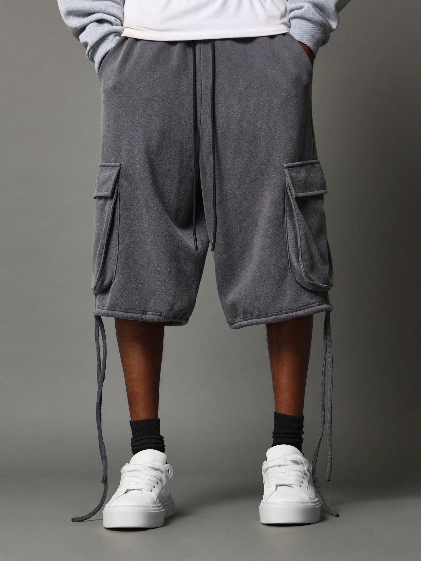 Washed Jersey Cargo Short With Drawcord