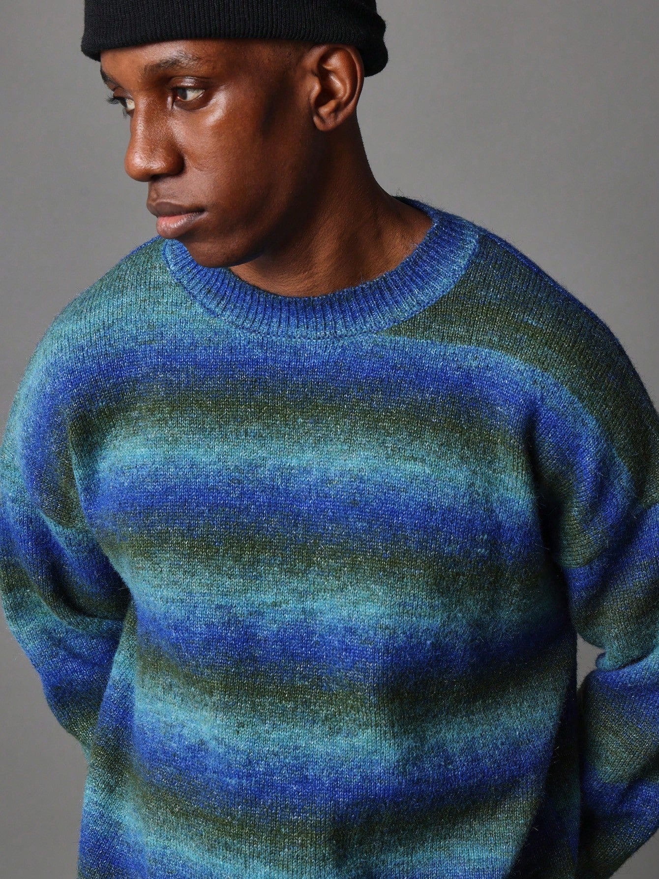 Cropped Ombre Crew Neck Sweater