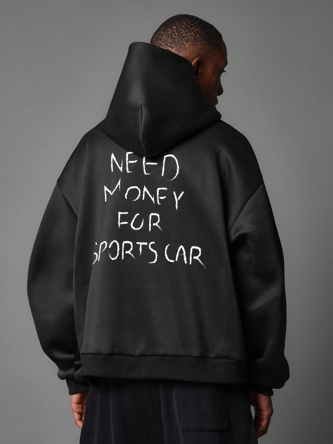 Regular Fit Overhead Hoodie With Slogan Graphic Print