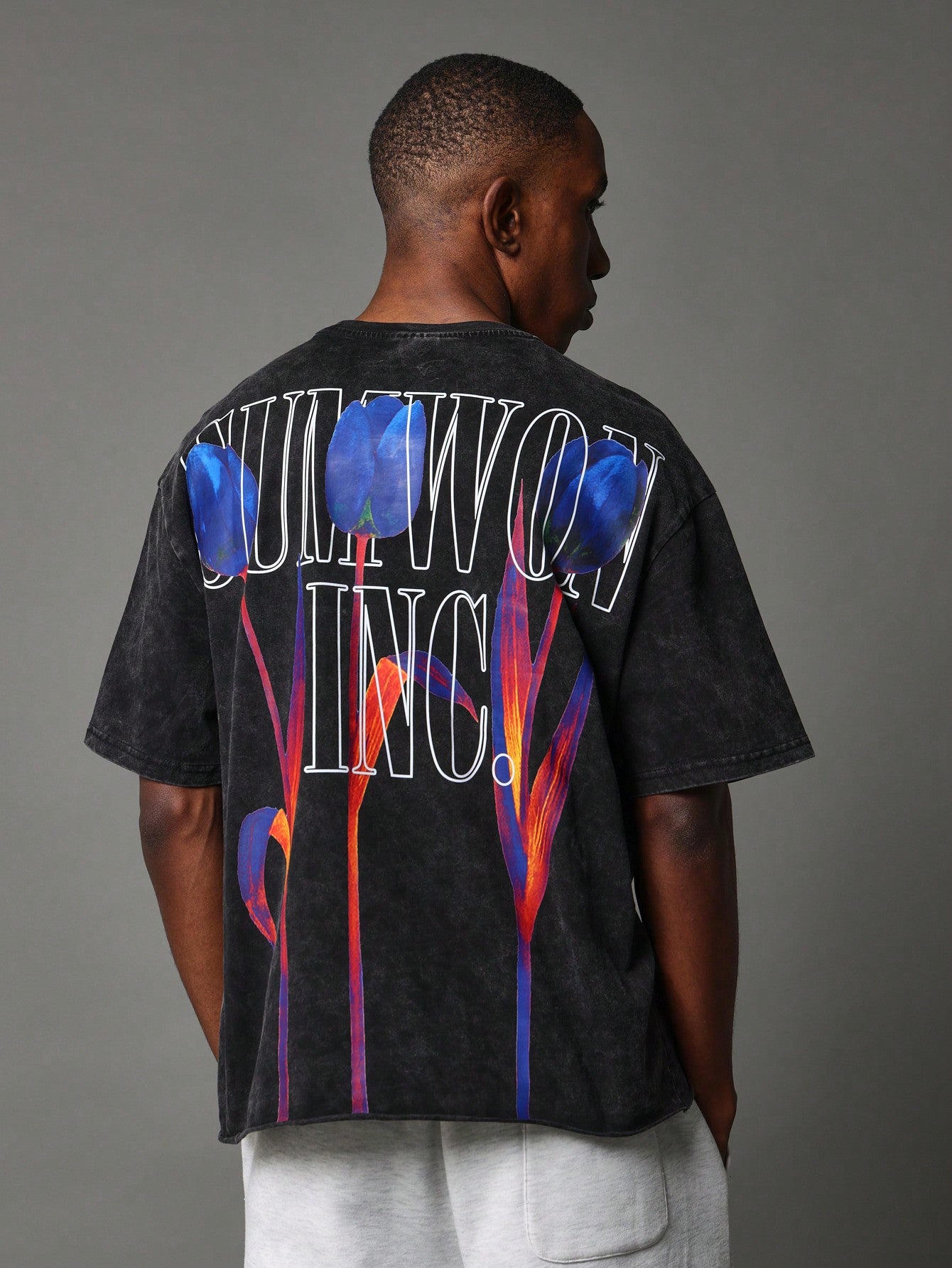 Regular Fit Short Sleeve Washed Tee With Back Graphic Print