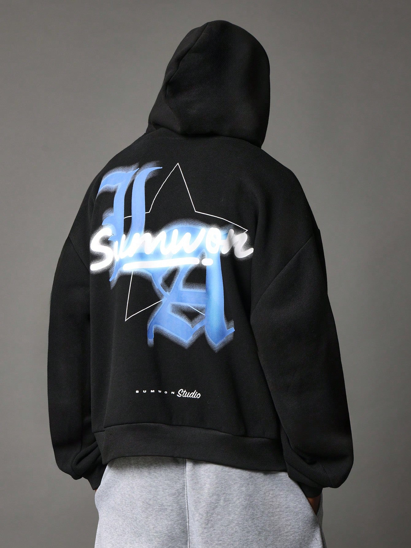 Regular Fit Overhead Hoodie With LA Graphic Print