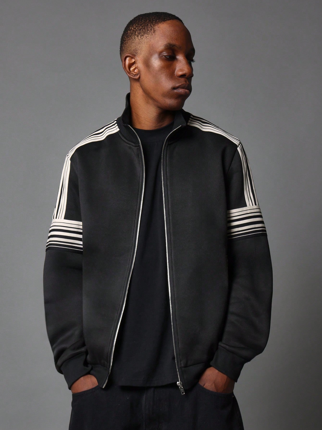 Regular Fit Zip-Up Tape Track Jacket