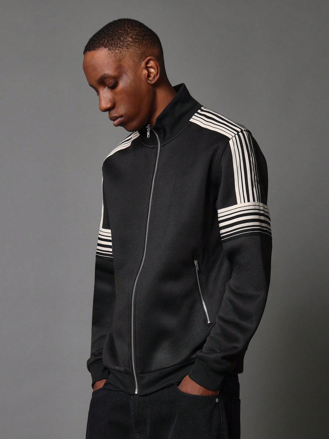 Regular Fit Zip-Up Tape Track Jacket