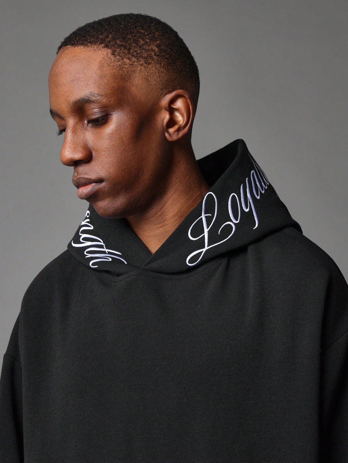 Regular Fit Overhead Hoodie With Embroidery On Hood