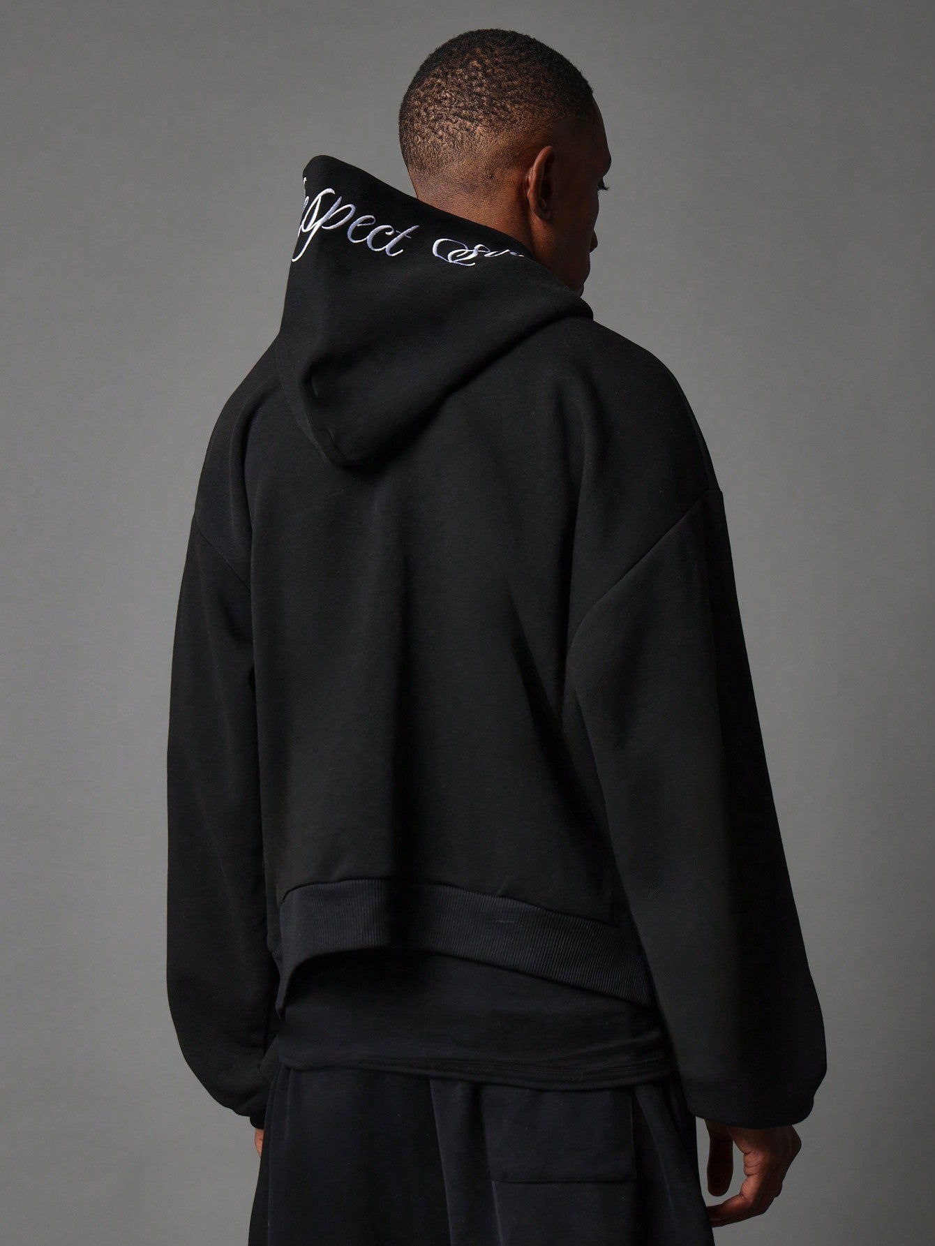 Regular Fit Overhead Hoodie With Embroidery On Hood