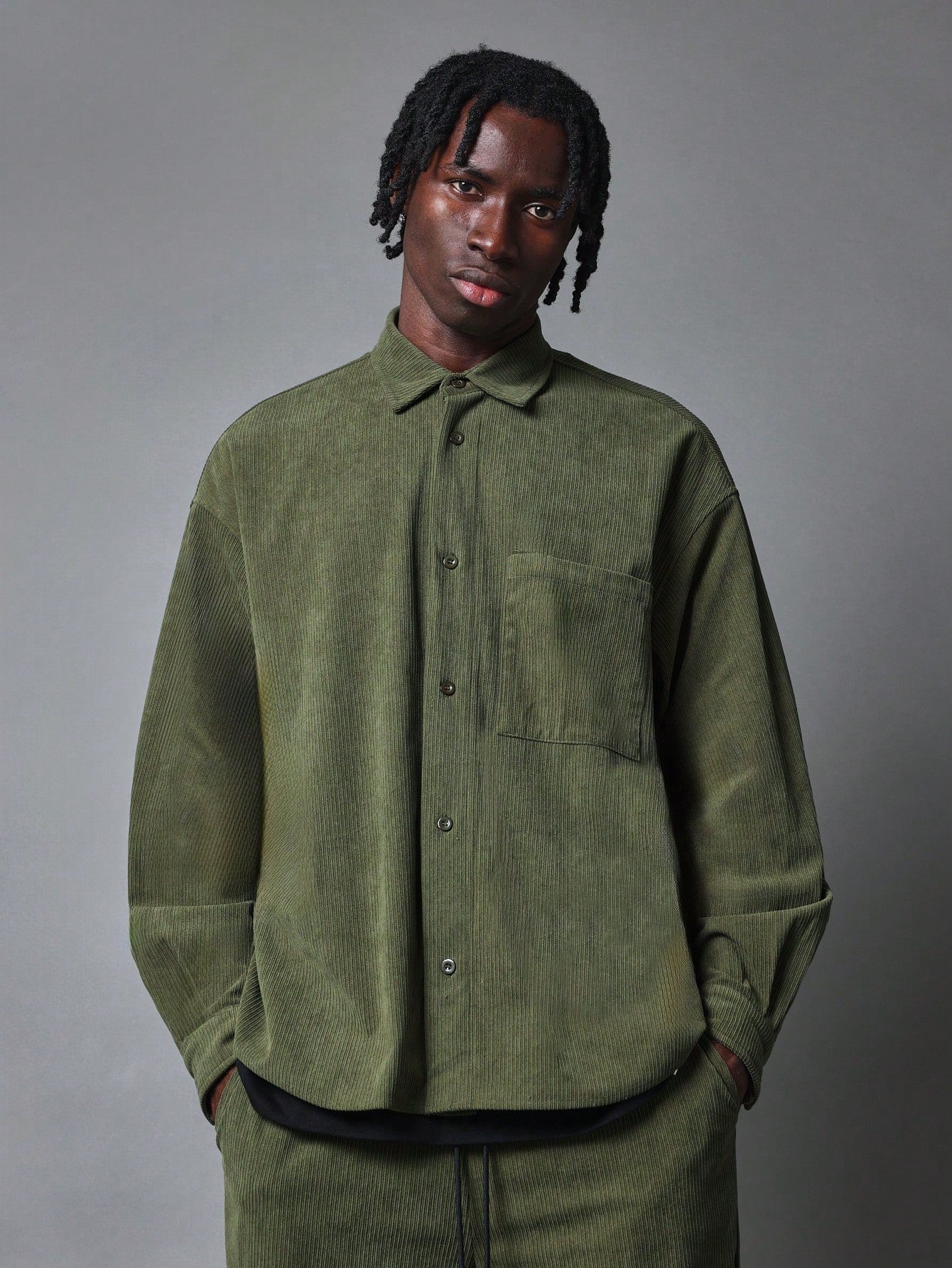 Corduroy Long Sleeve Shirt And Jogger 2 Piece Set