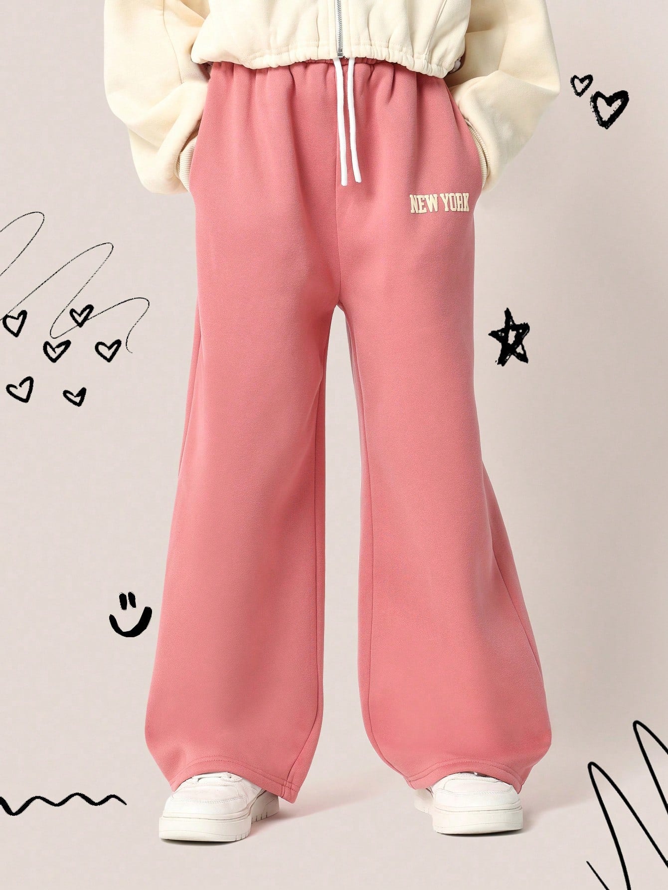 Tween Girls Comfy Crop Zip-Up Hoodie And Sweatpants 2 Piece Set